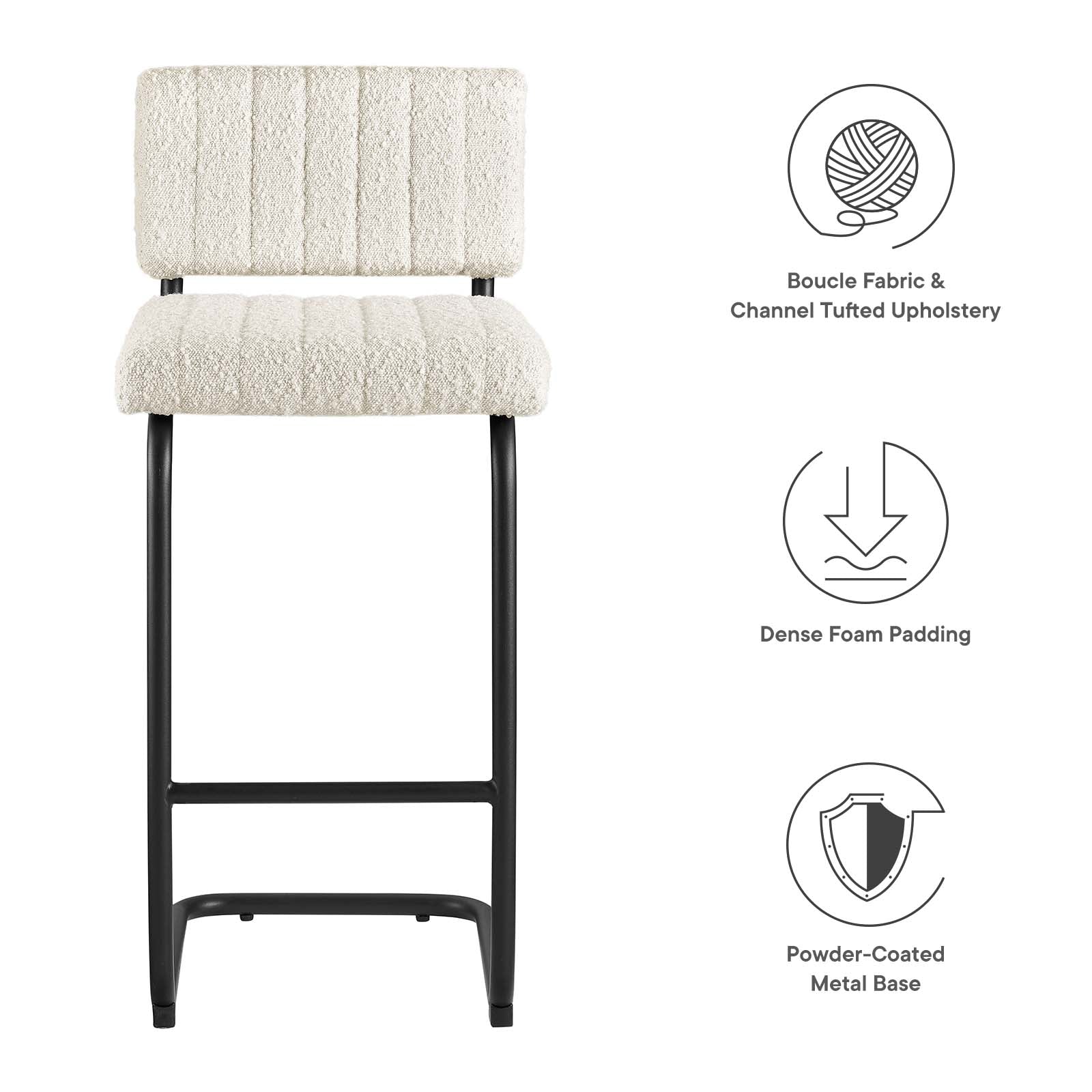 Parity Boucle Counter Stools - Set of 2 By Modway - EEI-6471 | Bar Stools | Modishstore - 20