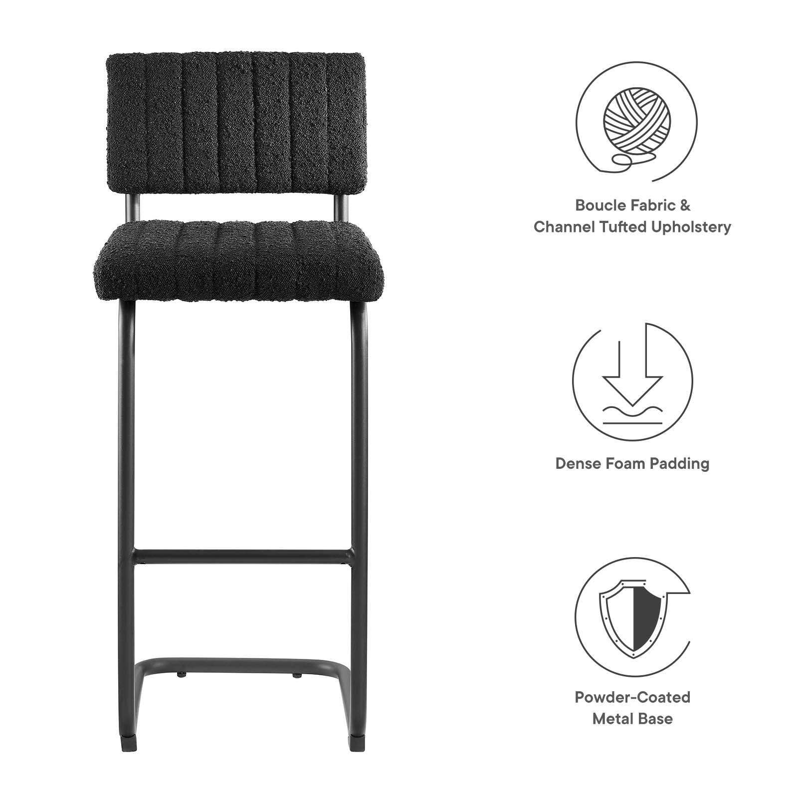Parity Boucle Bar Stools - Set of 2 By Modway - EEI-6473 | Bar Stools | Modishstore - 10