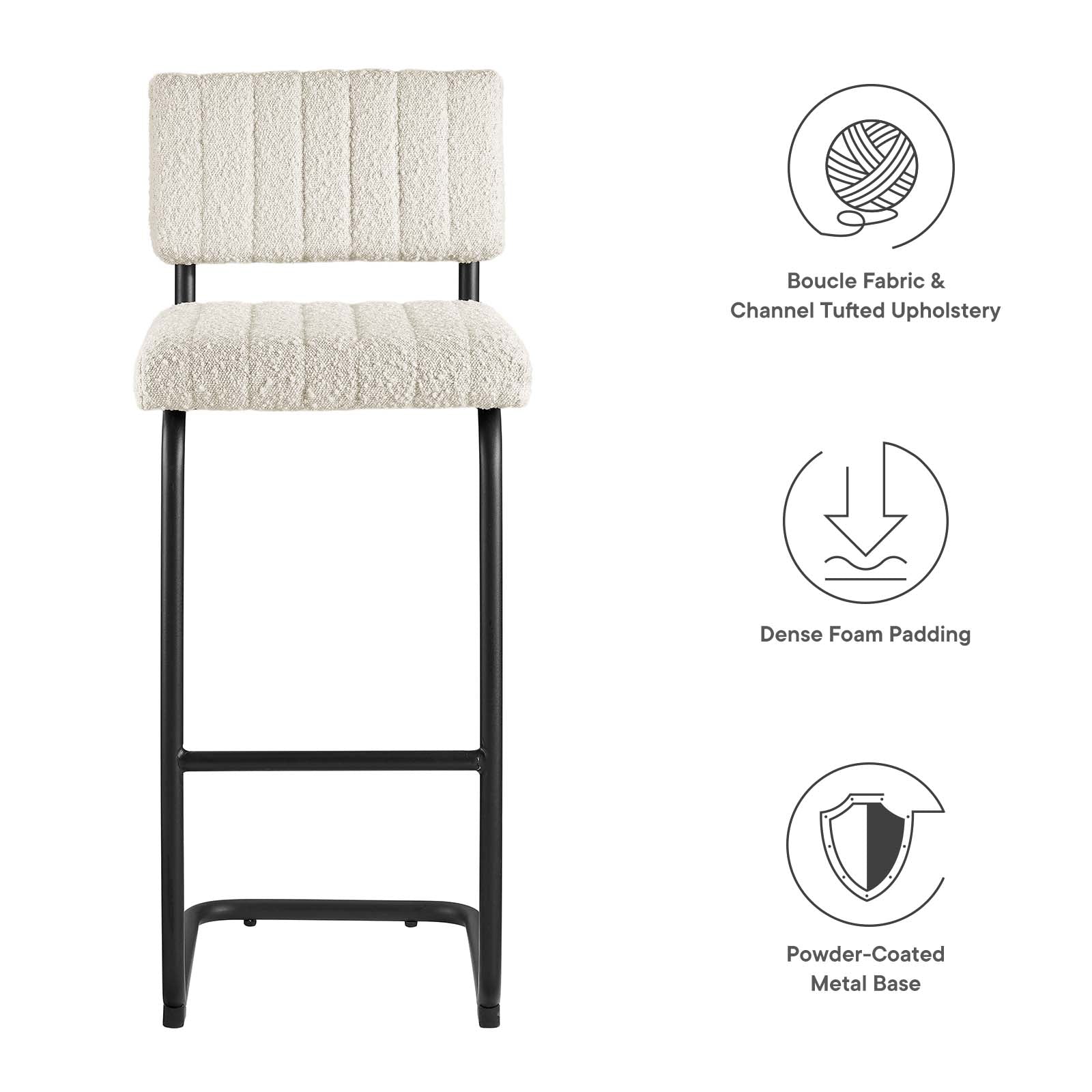 Parity Boucle Bar Stools - Set of 2 By Modway - EEI-6473 | Bar Stools | Modishstore - 20