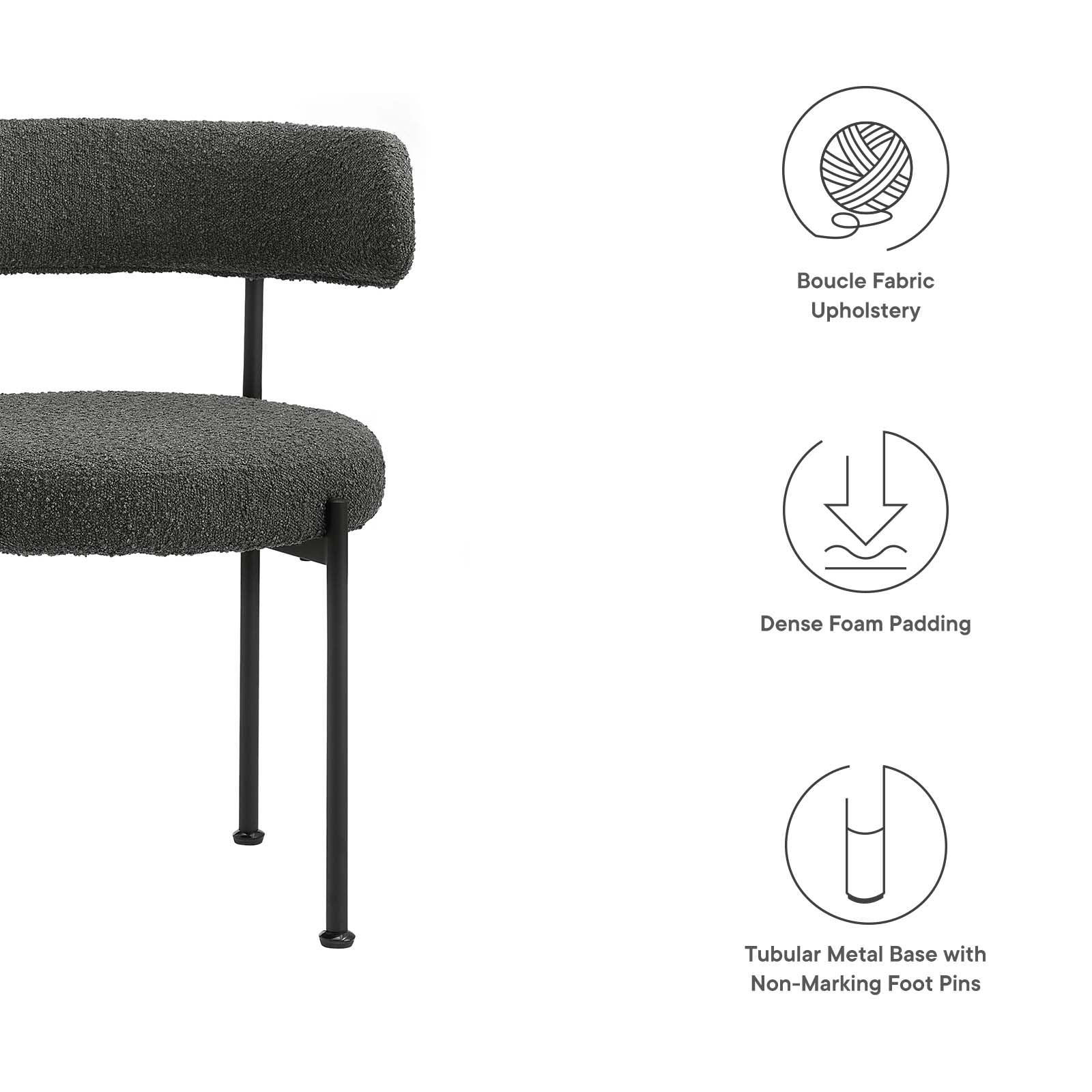 Albie Boucle Fabric Dining Chairs - Set of 2 By Modway - EEI-6516 | Dining Chairs | Modway - 6