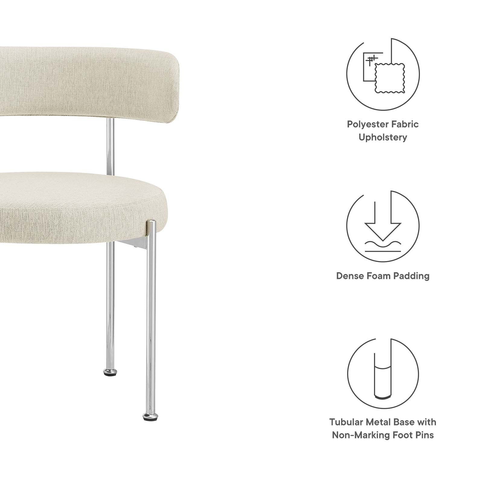 Albie Fabric Dining Chairs - Set of 2 By Modway - EEI-6517 | Dining Chairs | Modway - 6