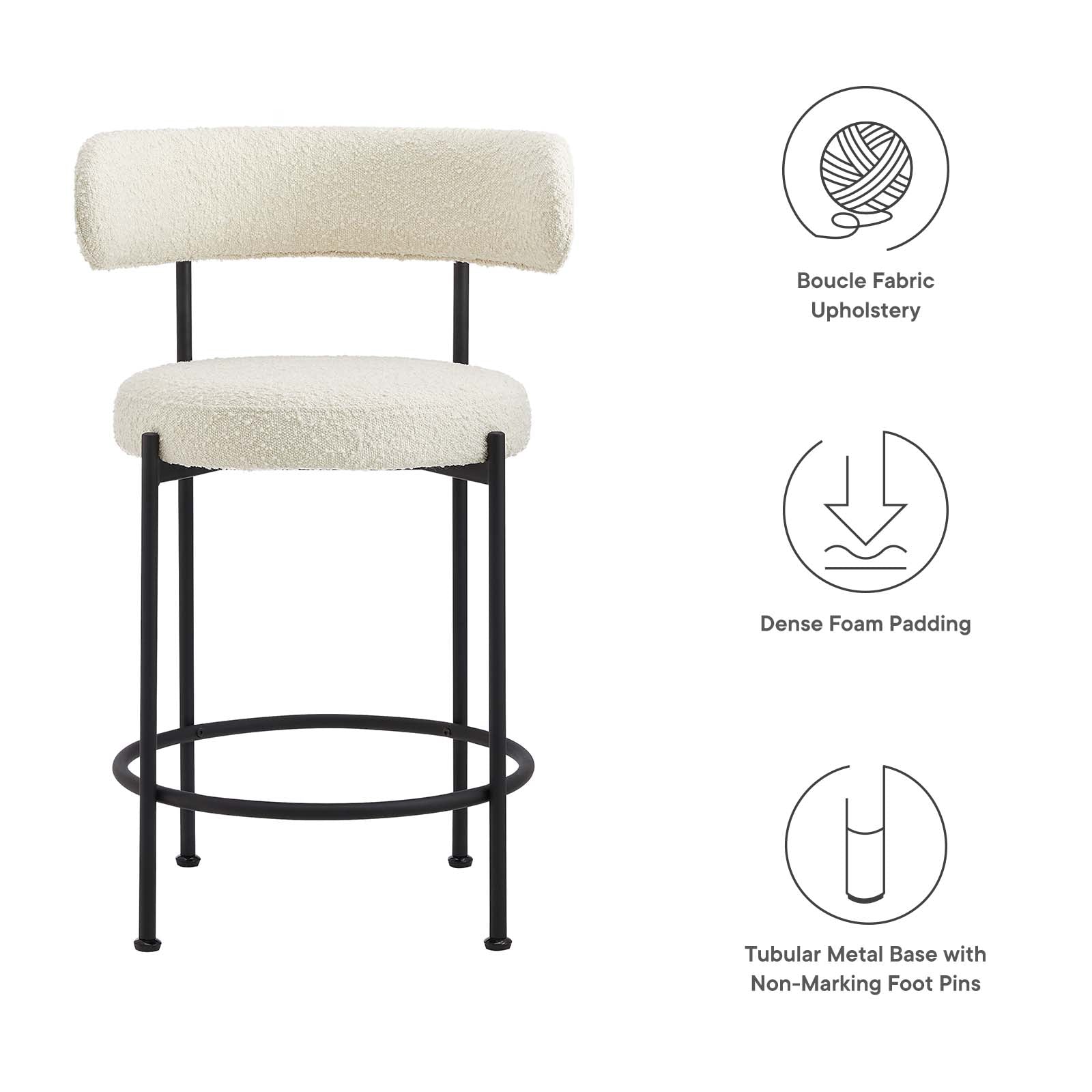 Albie Boucle Fabric Counter Stools - Set of 2 By Modway - EEI-6518 | Counter Stools | Modway - 14