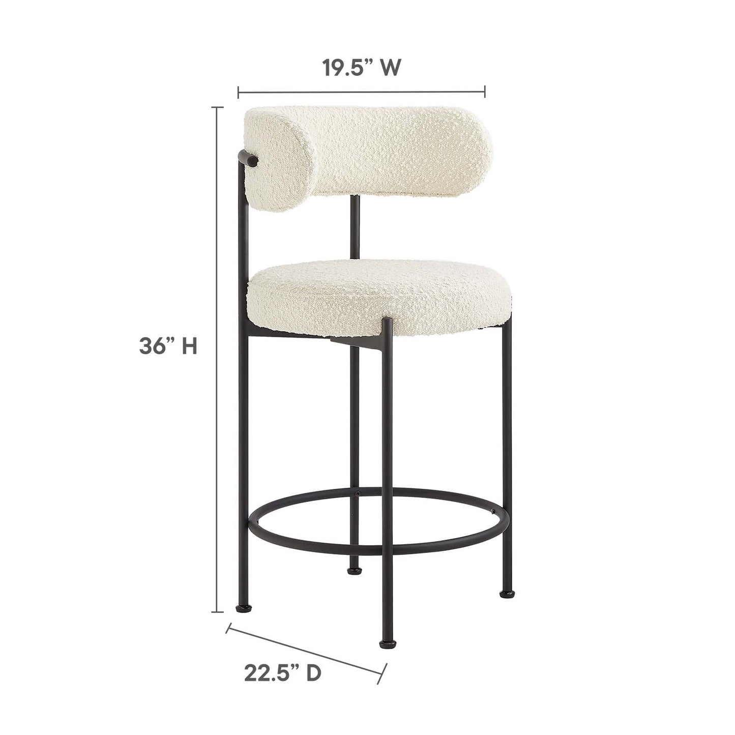Albie Boucle Fabric Counter Stools - Set of 2 By Modway - EEI-6518 | Counter Stools | Modway - 15