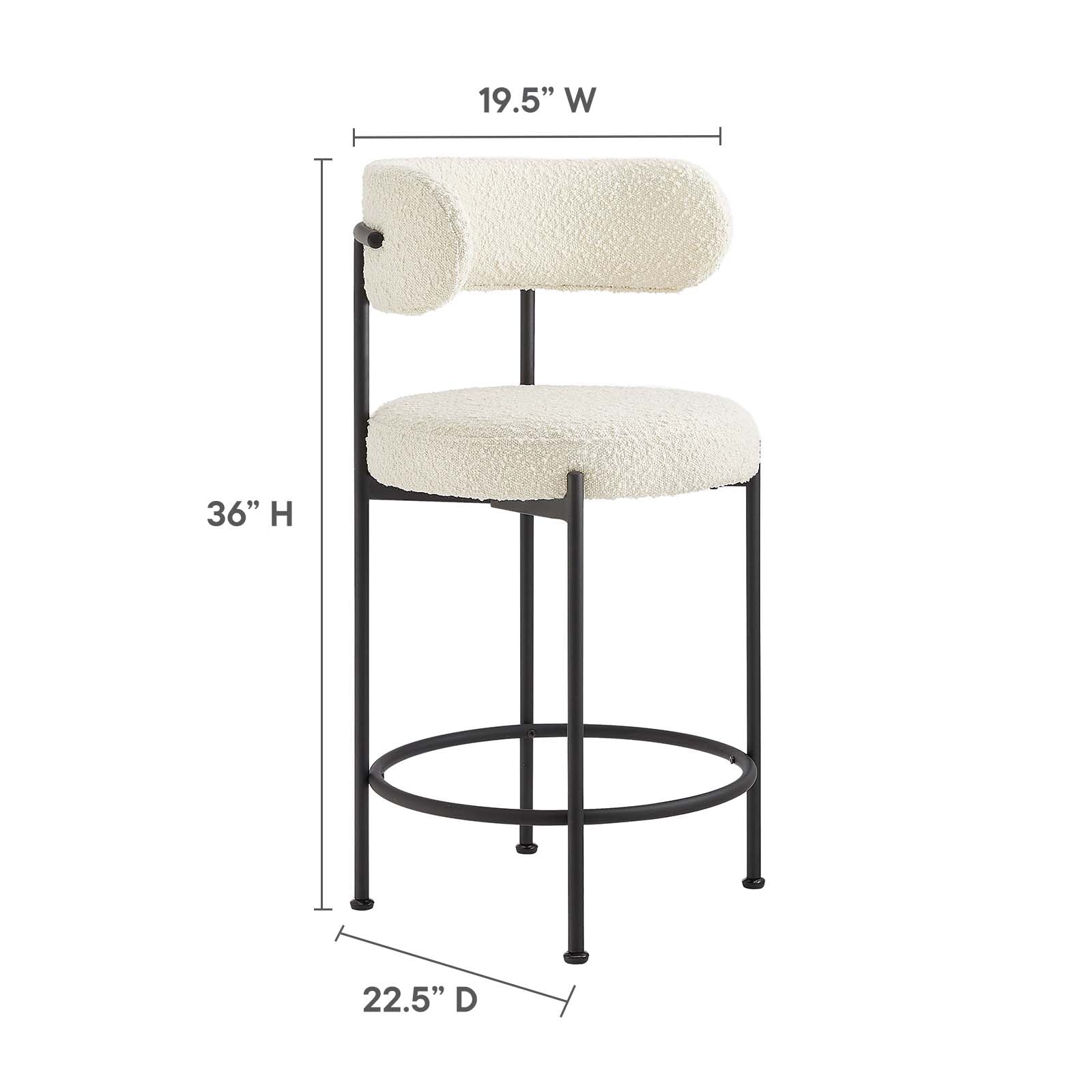 Albie Boucle Fabric Counter Stools - Set of 2 By Modway - EEI-6518 | Counter Stools | Modway - 15