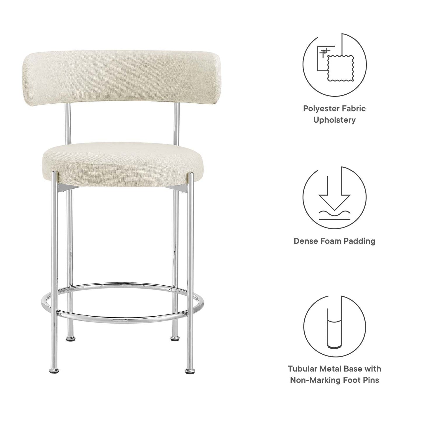 Albie Fabric Counter Stools - Set of 2 By Modway - EEI-6519 | Counter Stools | Modway - 6