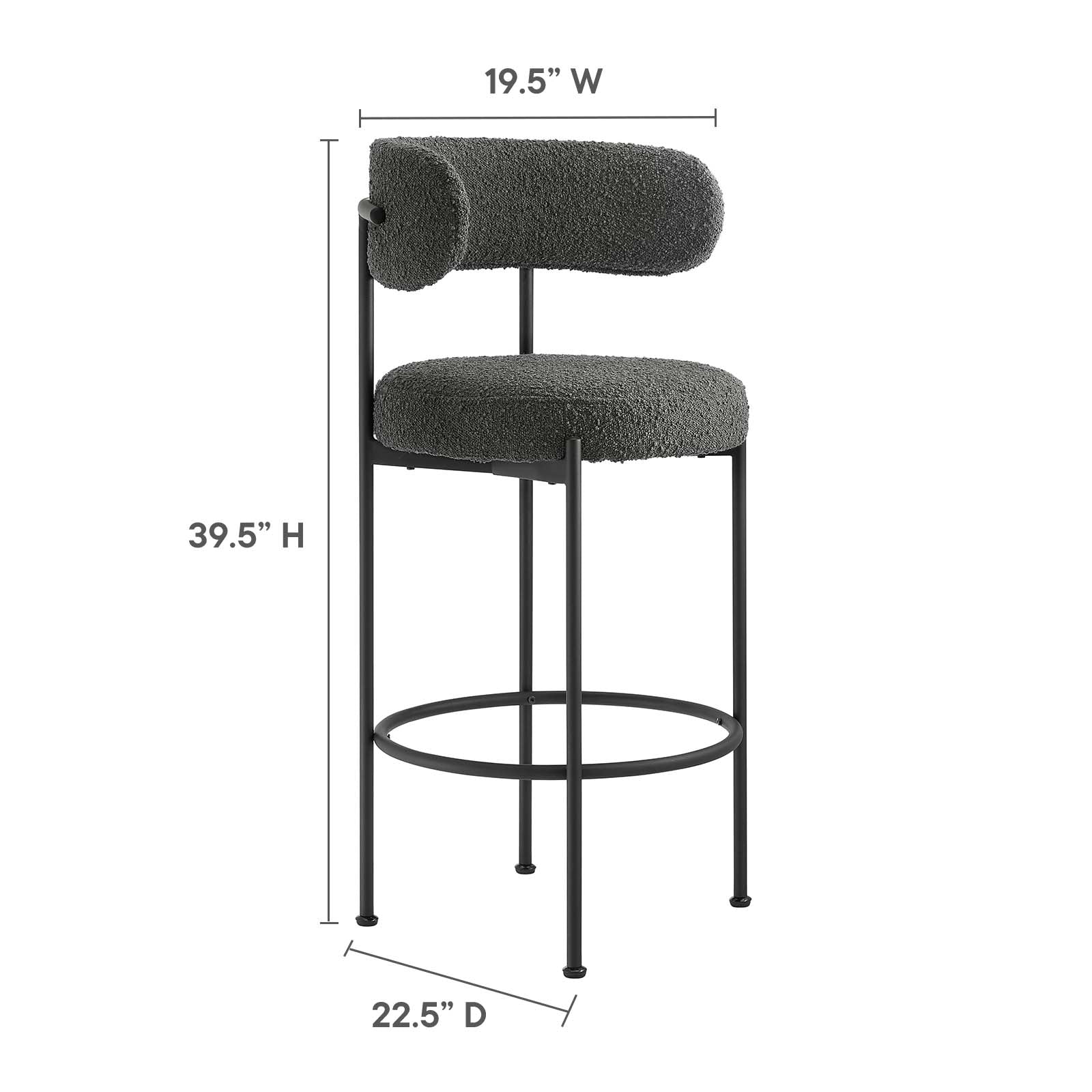Albie Boucle Fabric Bar Stools - Set of 2 By Modway - EEI-6520 | Bar Stools | Modway - 7