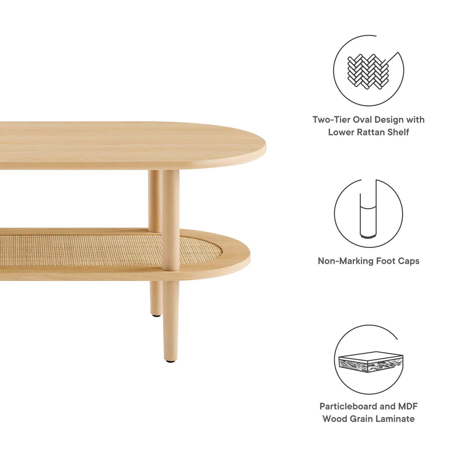 Torus Oval Coffee Table By Modway - EEI-6526 | Coffee Tables | Modishstore - 6