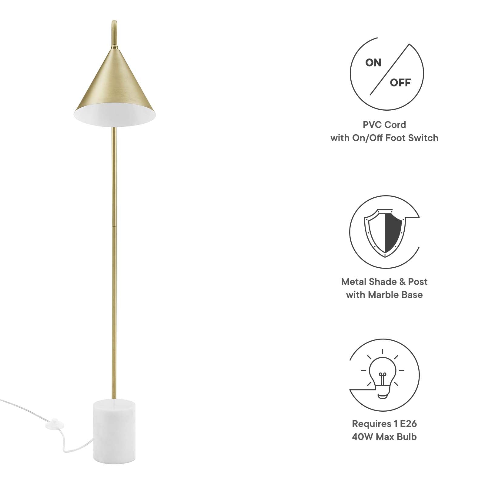 Ayla Marble Base Floor Lamp By Modway - EEI-6531 | Floor Lamps - 16