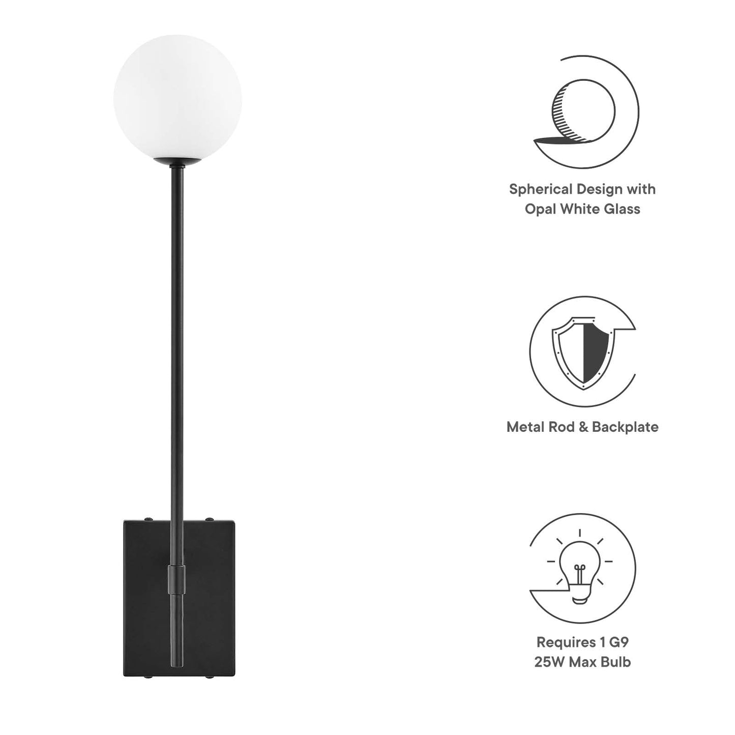 Riva White Globe Wall Sconce By Modway - EEI-6533 | Sconces | Modishstore - 6