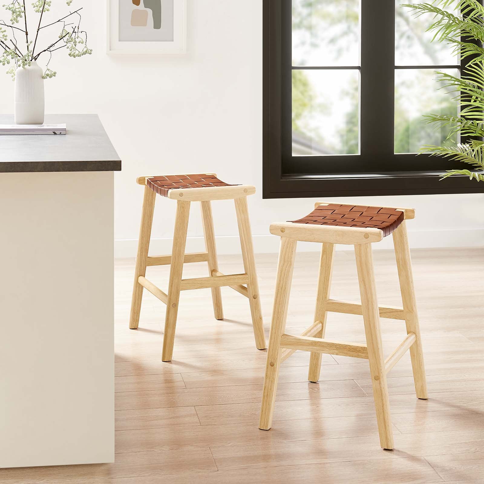 Saoirse Faux Leather Wood Counter Stool - Set of 2 By Modway - EEI-6547 | Counter Stools | Modway - 7