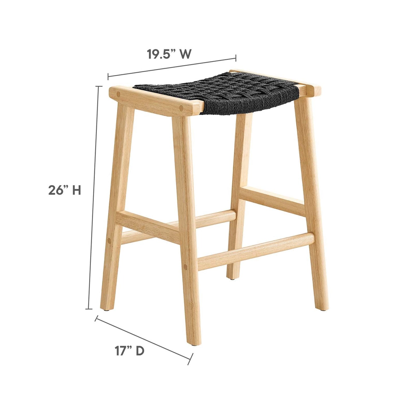 Saoirse Woven Rope Wood Counter Stool - Set of 2 By Modway - EEI-6548 | Counter Stools | Modway - 9