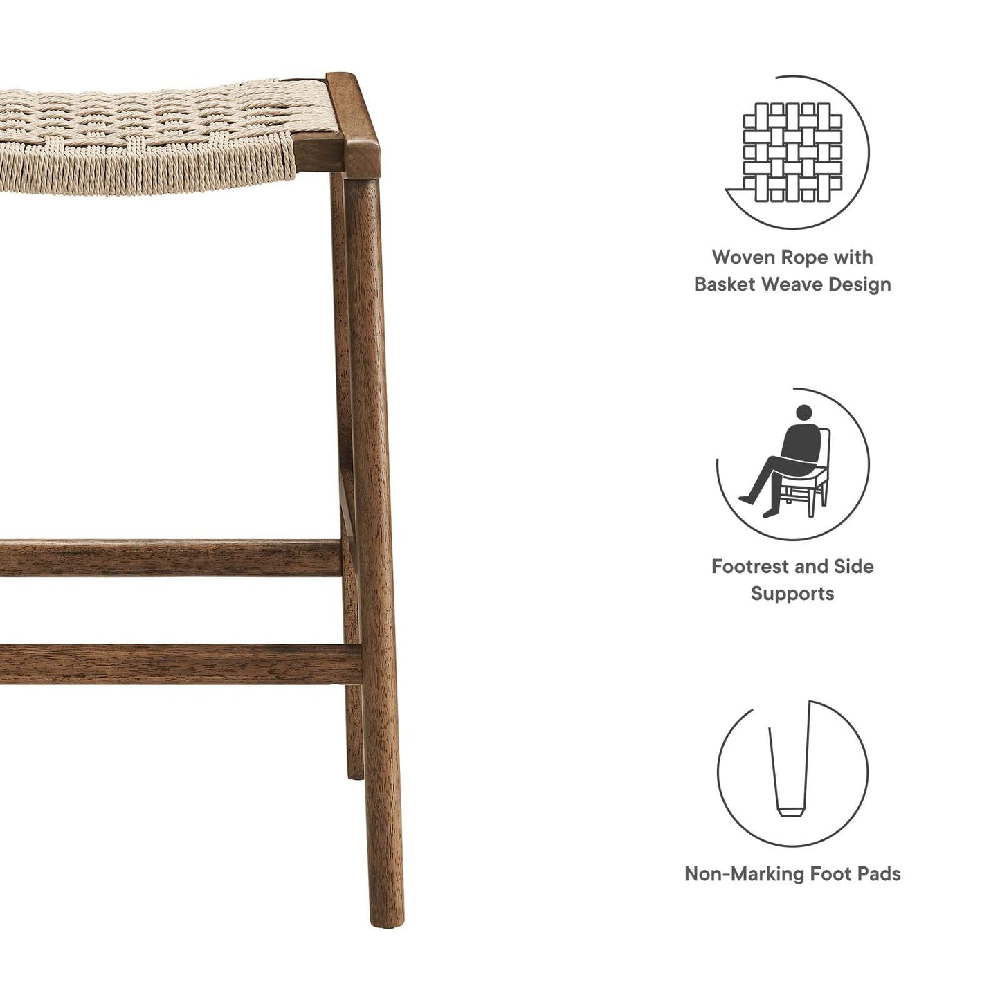 Saoirse Woven Rope Wood Counter Stool - Set of 2 By Modway - EEI-6548 | Counter Stools | Modway - 35