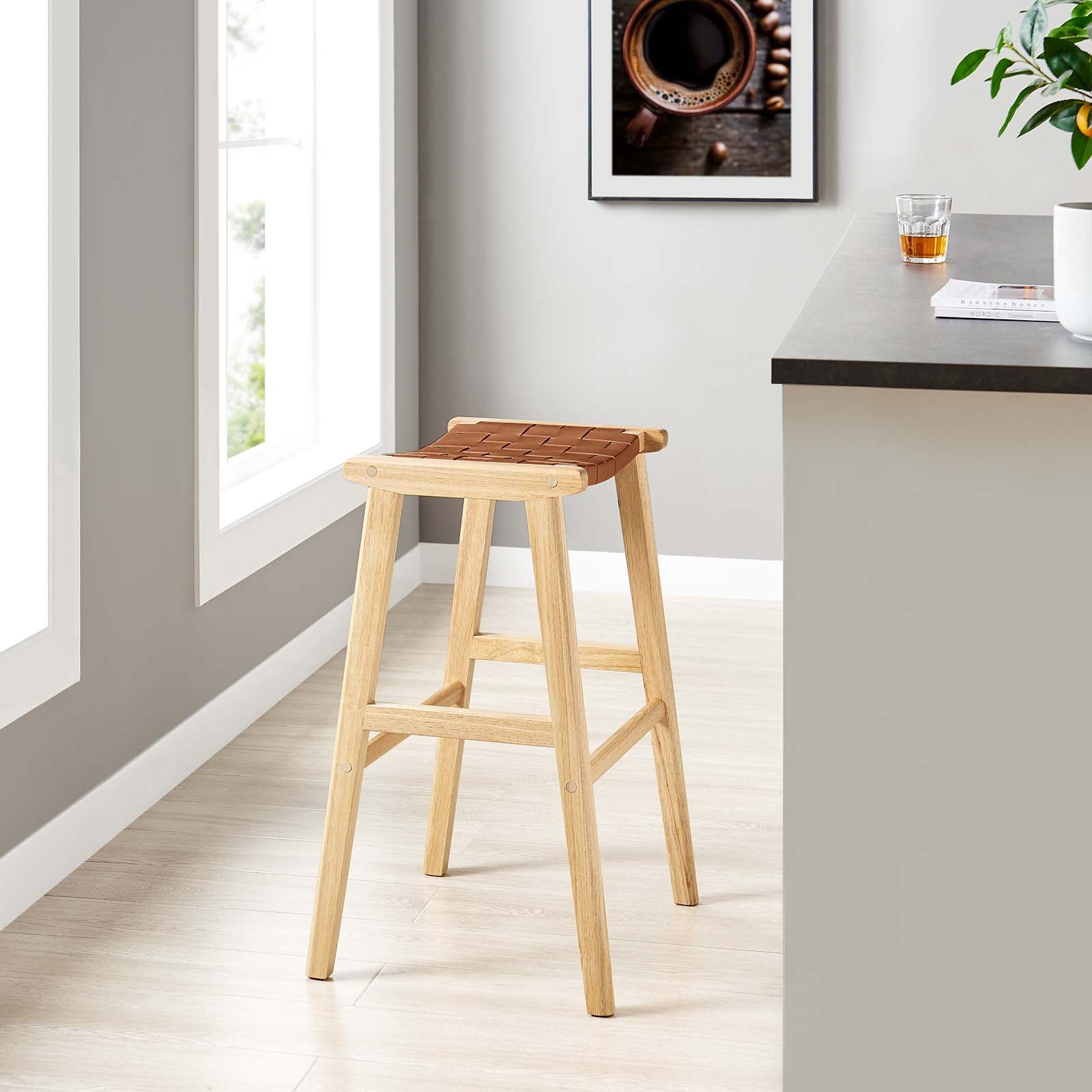 Saoirse Faux Leather Wood Bar Stool - Set of 2 By Modway - EEI-6549 | Bar Stools | Modway