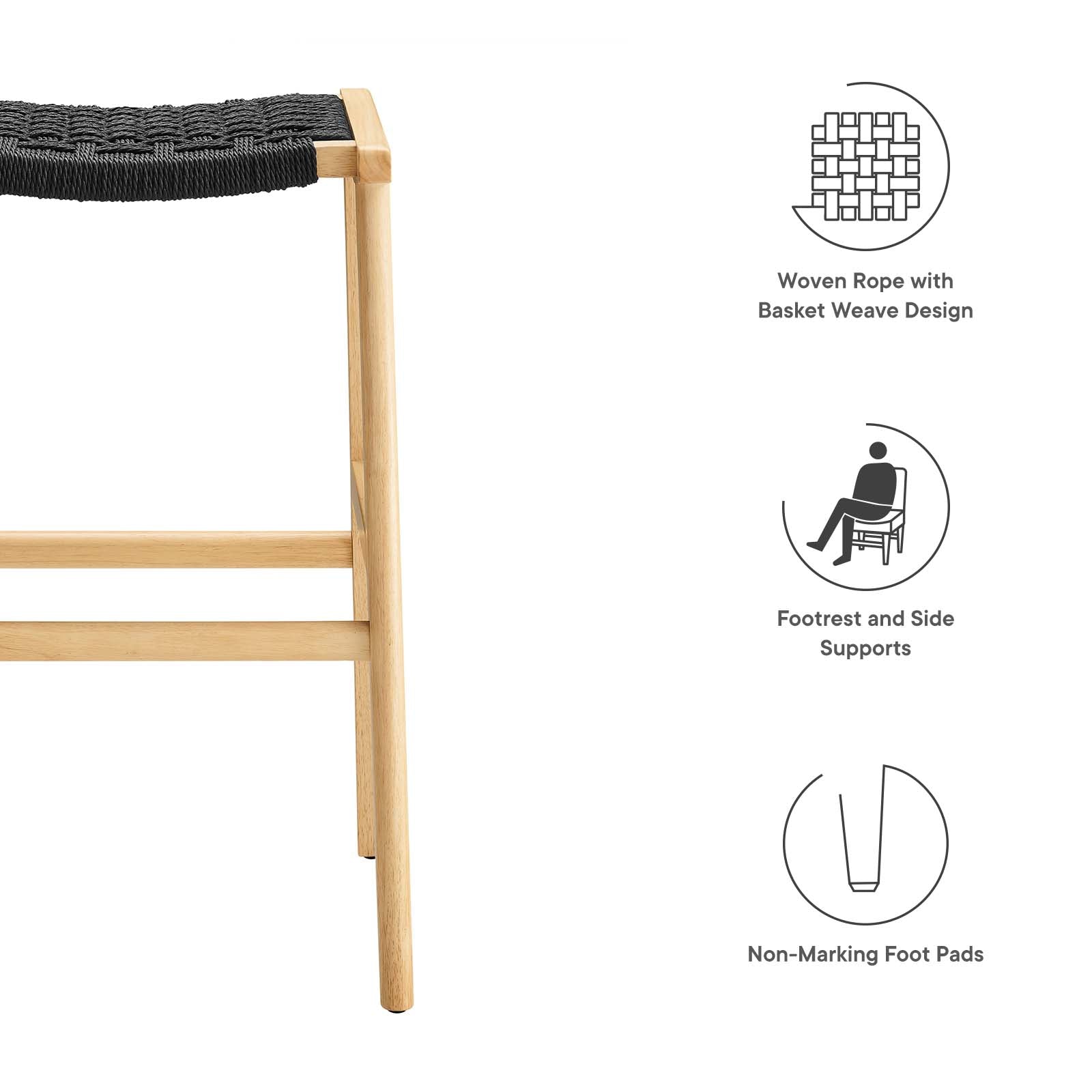 Saoirse Woven Rope Wood Bar Stool - Set of 2 By Modway - EEI-6550 | Bar Stools | Modway - 8