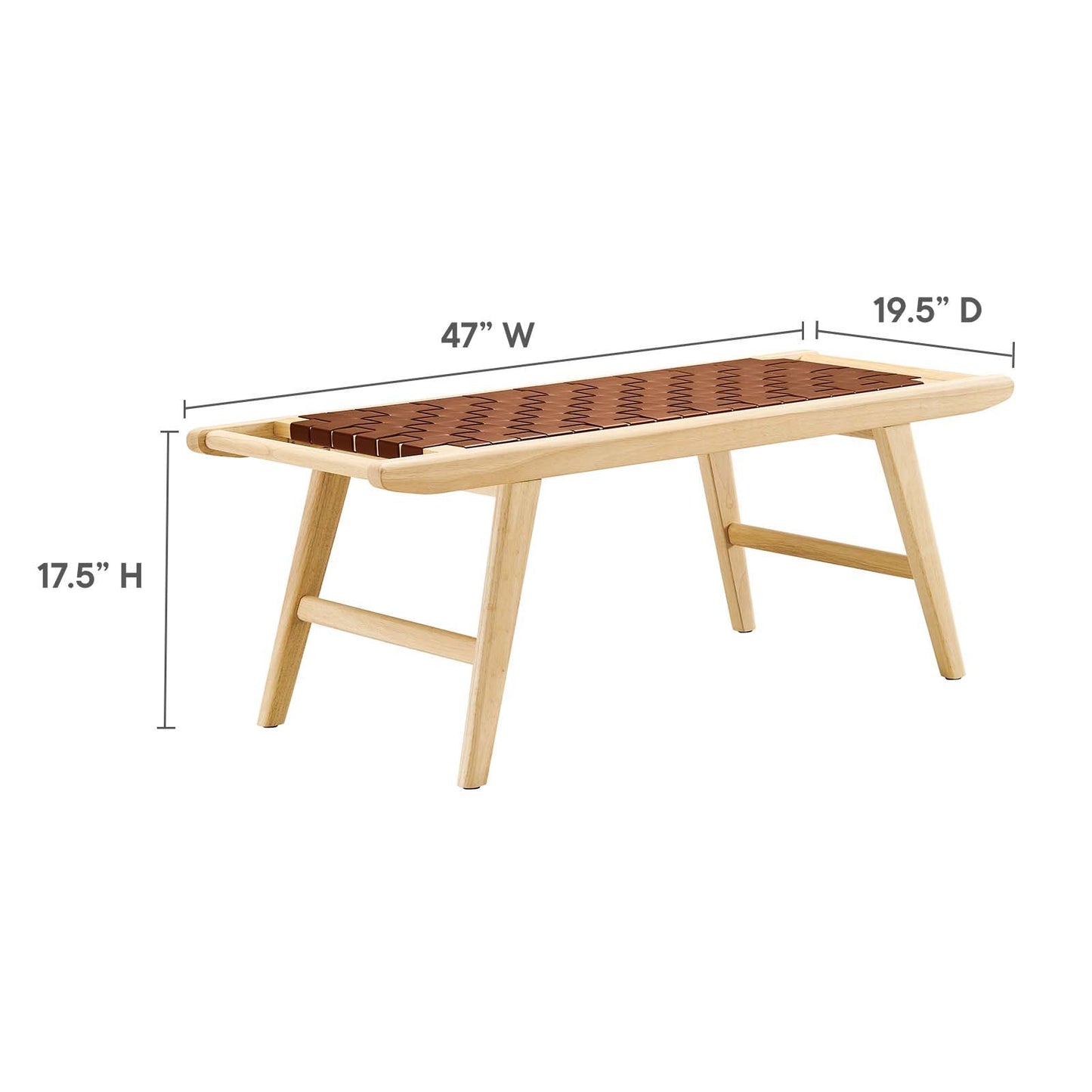 Saoirse 47" Faux Leather Wood Bench By Modway - EEI-6551 | Benches | Modway - 7