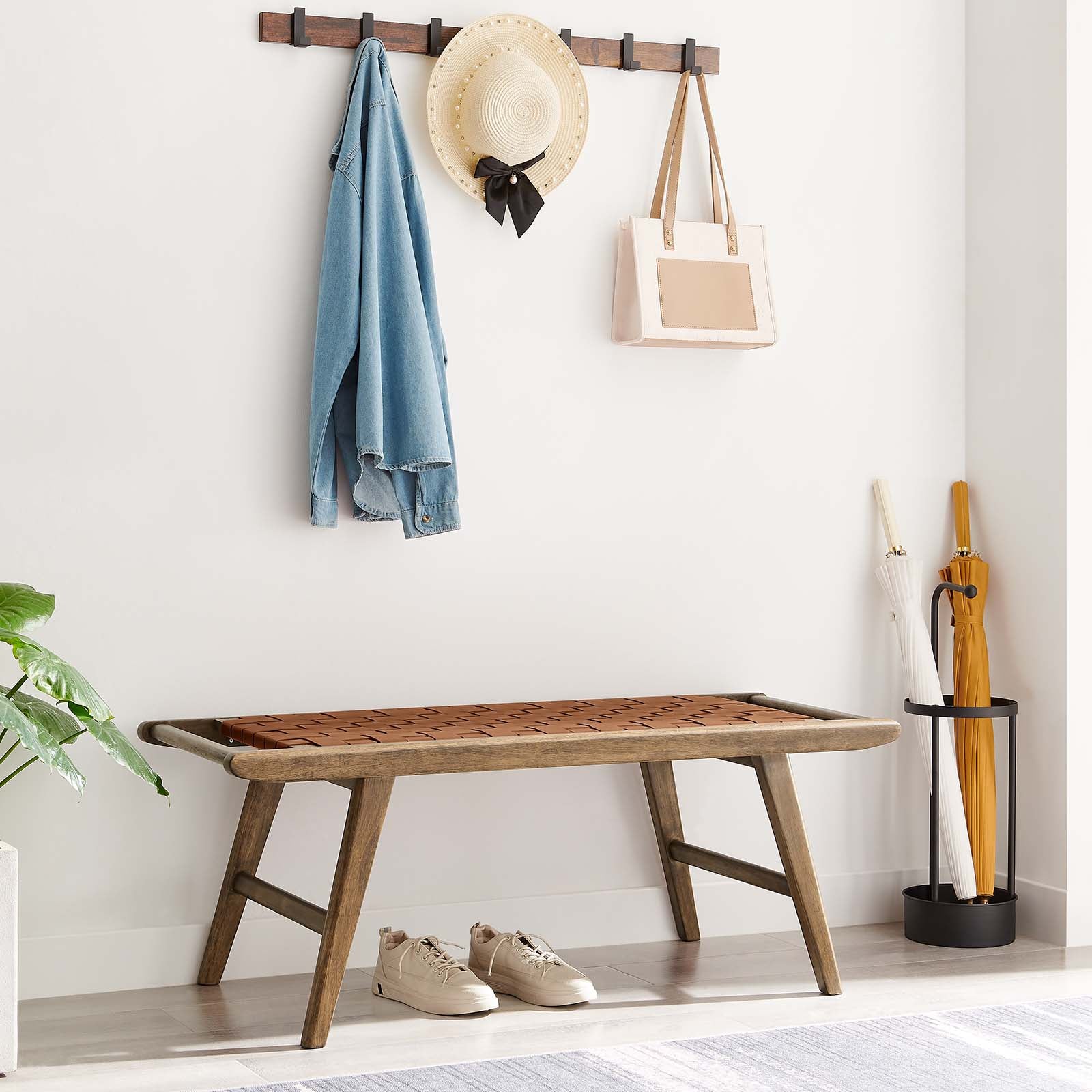 Saoirse 47" Faux Leather Wood Bench By Modway - EEI-6551 | Benches | Modway - 24