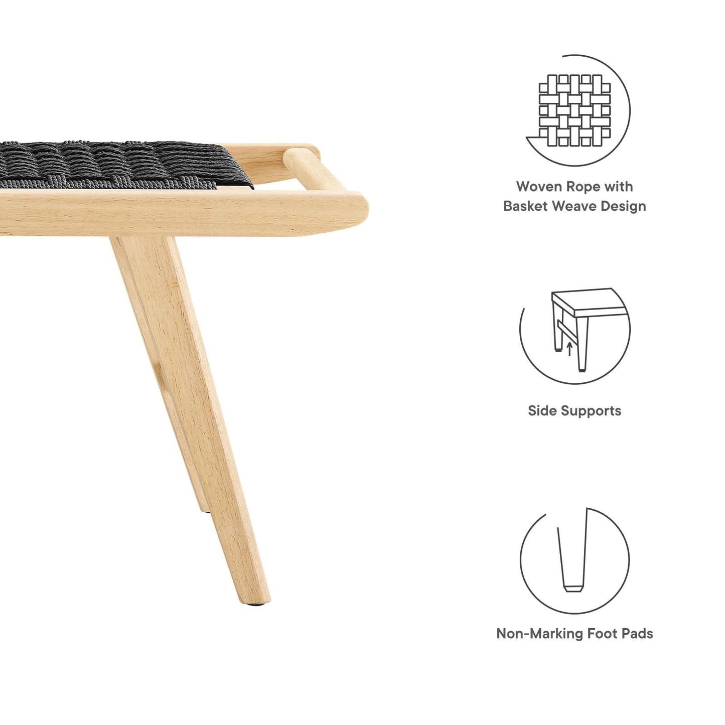 Saoirse 47" Wove Rope Wood Bench By Modway - EEI-6552 | Benches | Modway - 6