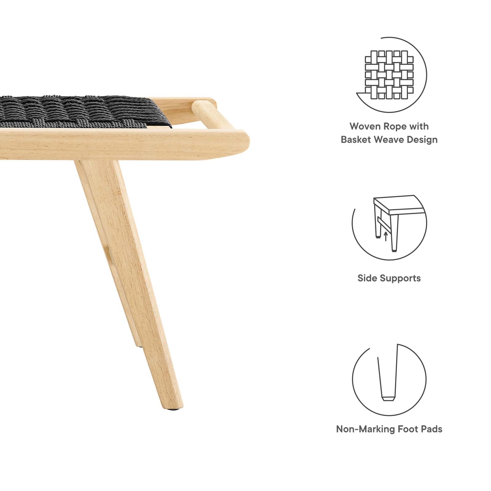 Saoirse 47" Wove Rope Wood Bench By Modway - EEI-6552 | Benches | Modway - 6