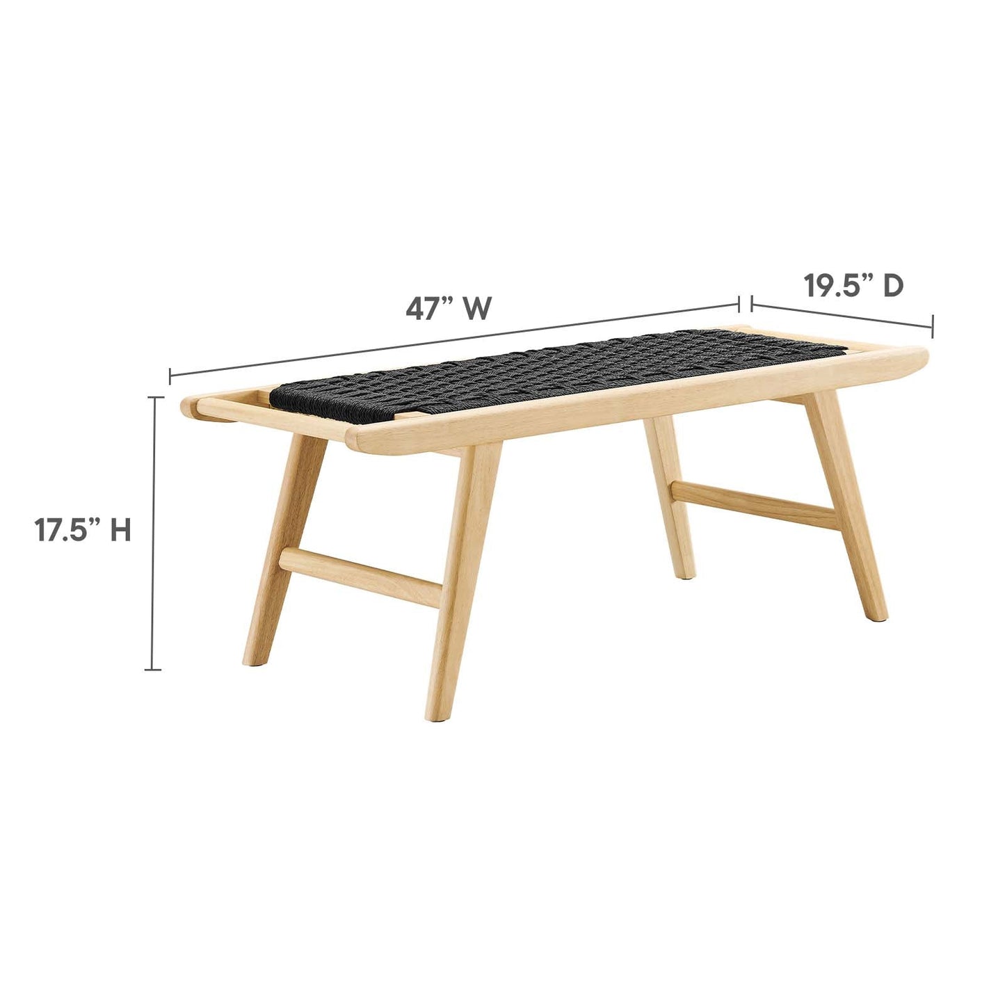 Saoirse 47" Wove Rope Wood Bench By Modway - EEI-6552 | Benches | Modway - 7