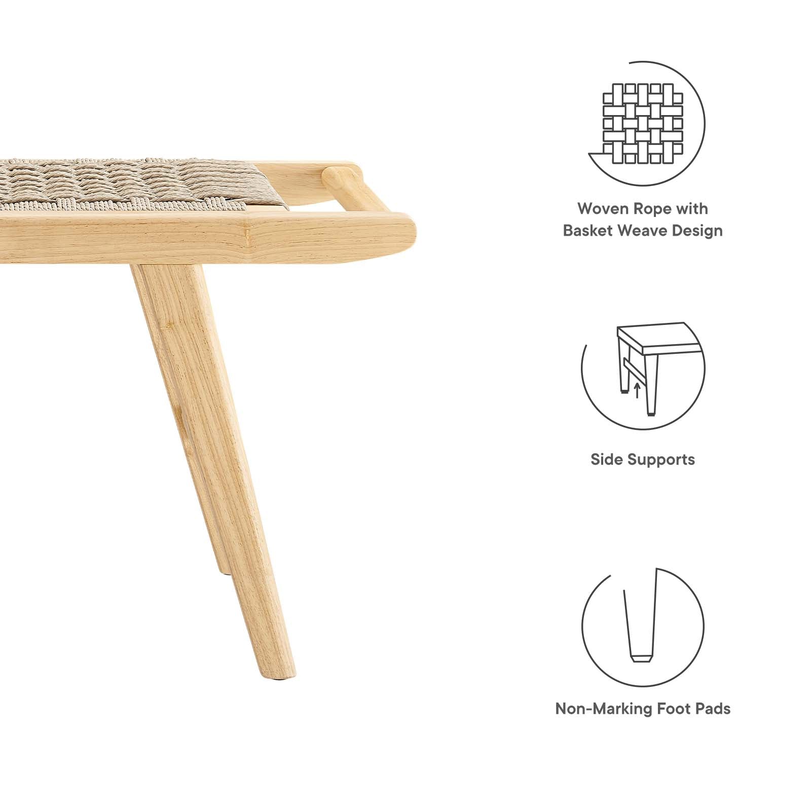 Saoirse 47" Wove Rope Wood Bench By Modway - EEI-6552 | Benches | Modway - 13