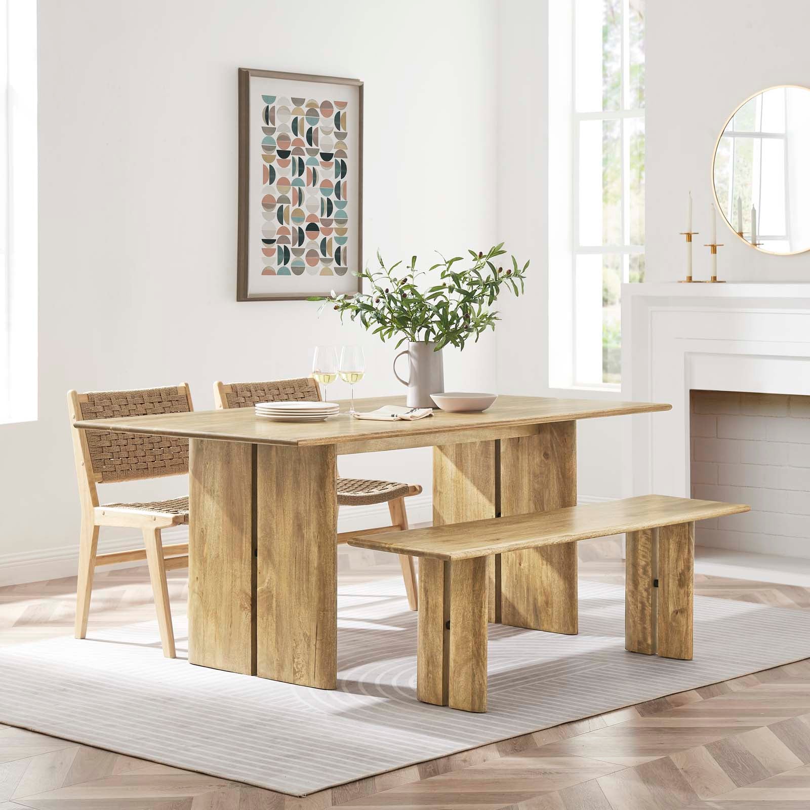 Amistad 72" Wood Dining Table and Bench Set By Modway - EEI-6559 | Dining Sets - 6