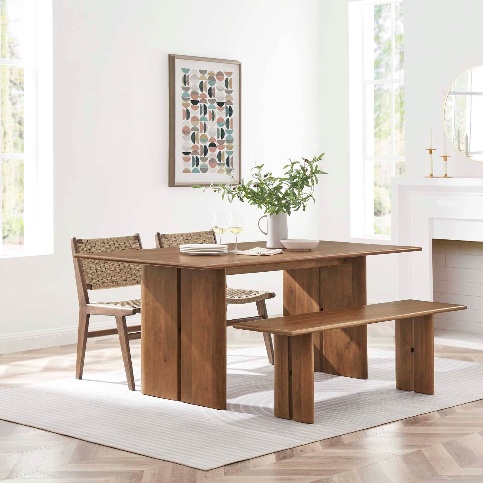 Amistad 72" Wood Dining Table and Bench Set By Modway - EEI-6559 | Dining Sets - 12