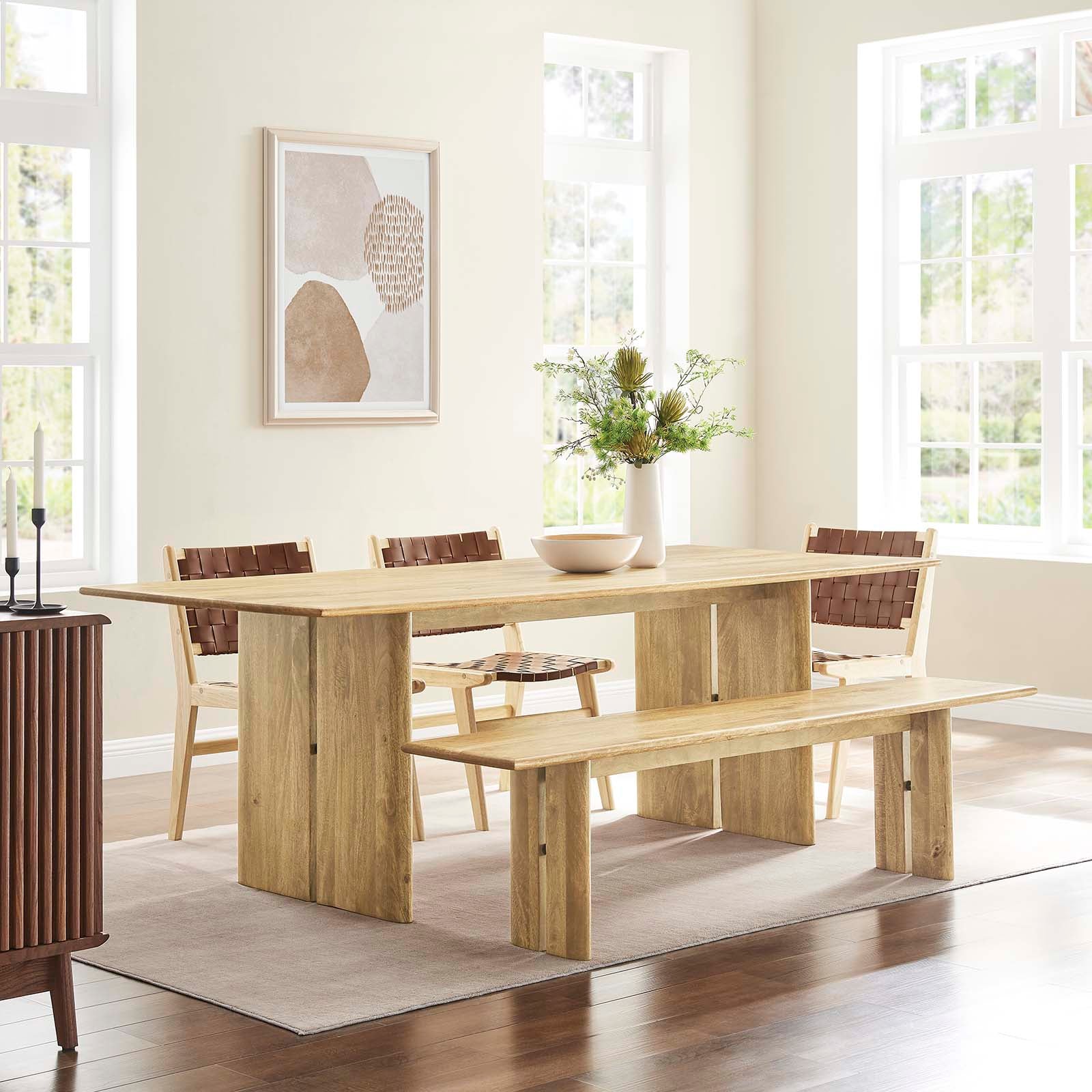 Amistad 86" Wood Dining Table and Bench Set By Modway - EEI-6560 | Dining Sets - 6