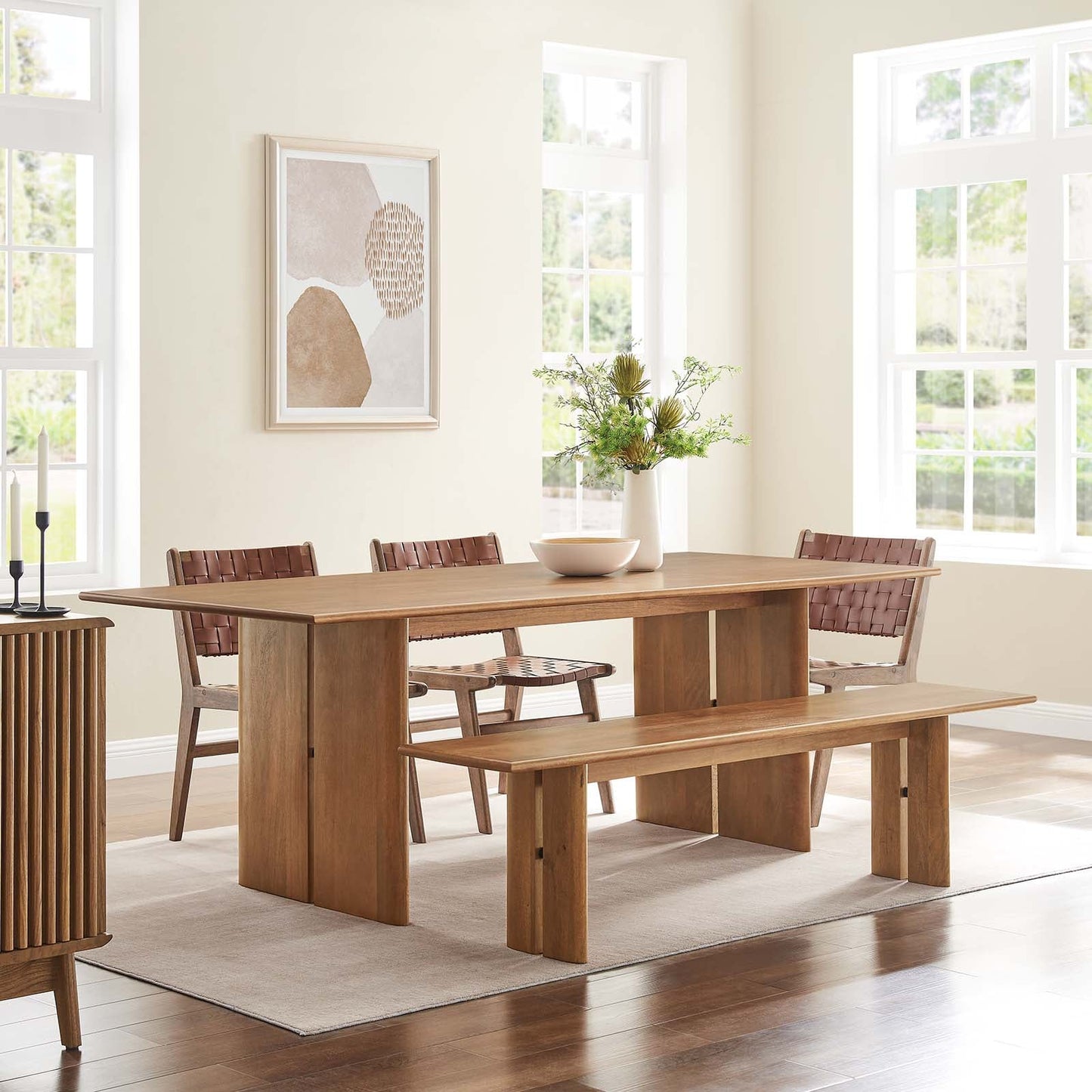 Amistad 86" Wood Dining Table and Bench Set By Modway - EEI-6560 | Dining Sets - 12