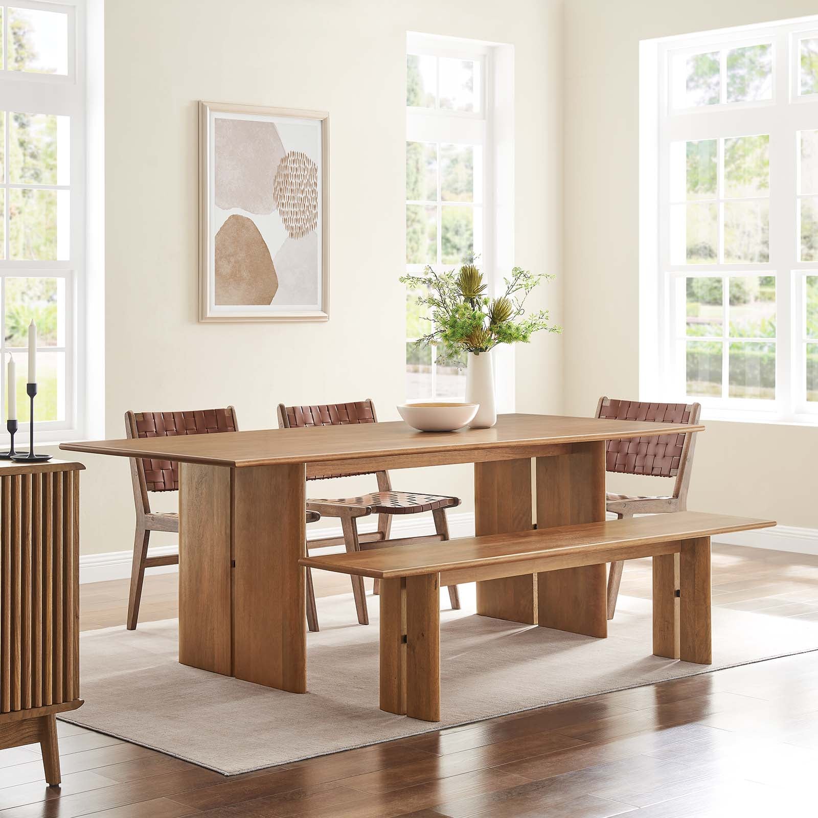 Amistad 86" Wood Dining Table and Bench Set By Modway - EEI-6560 | Dining Sets - 12