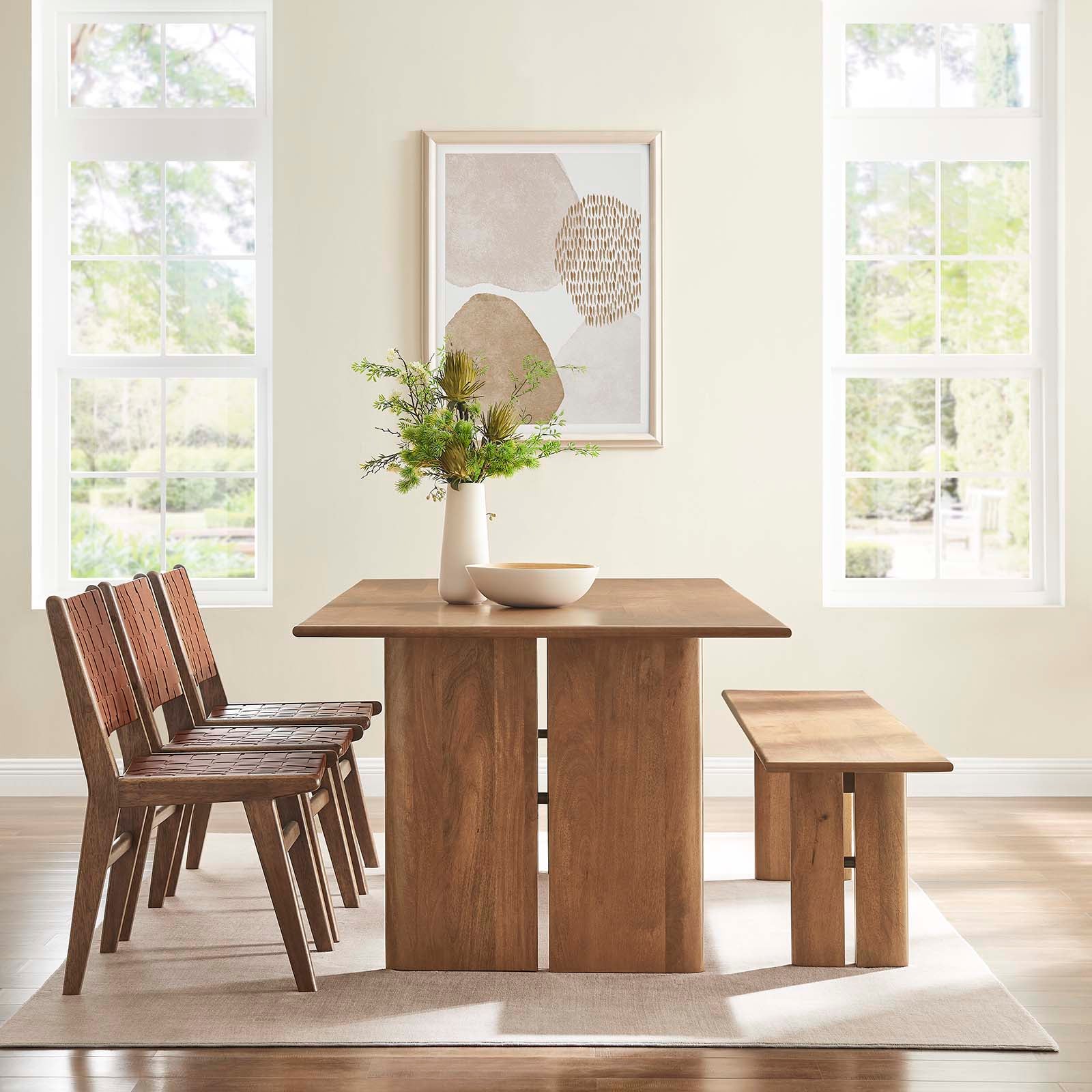 Amistad 86" Wood Dining Table and Bench Set By Modway - EEI-6560 | Dining Sets - 7