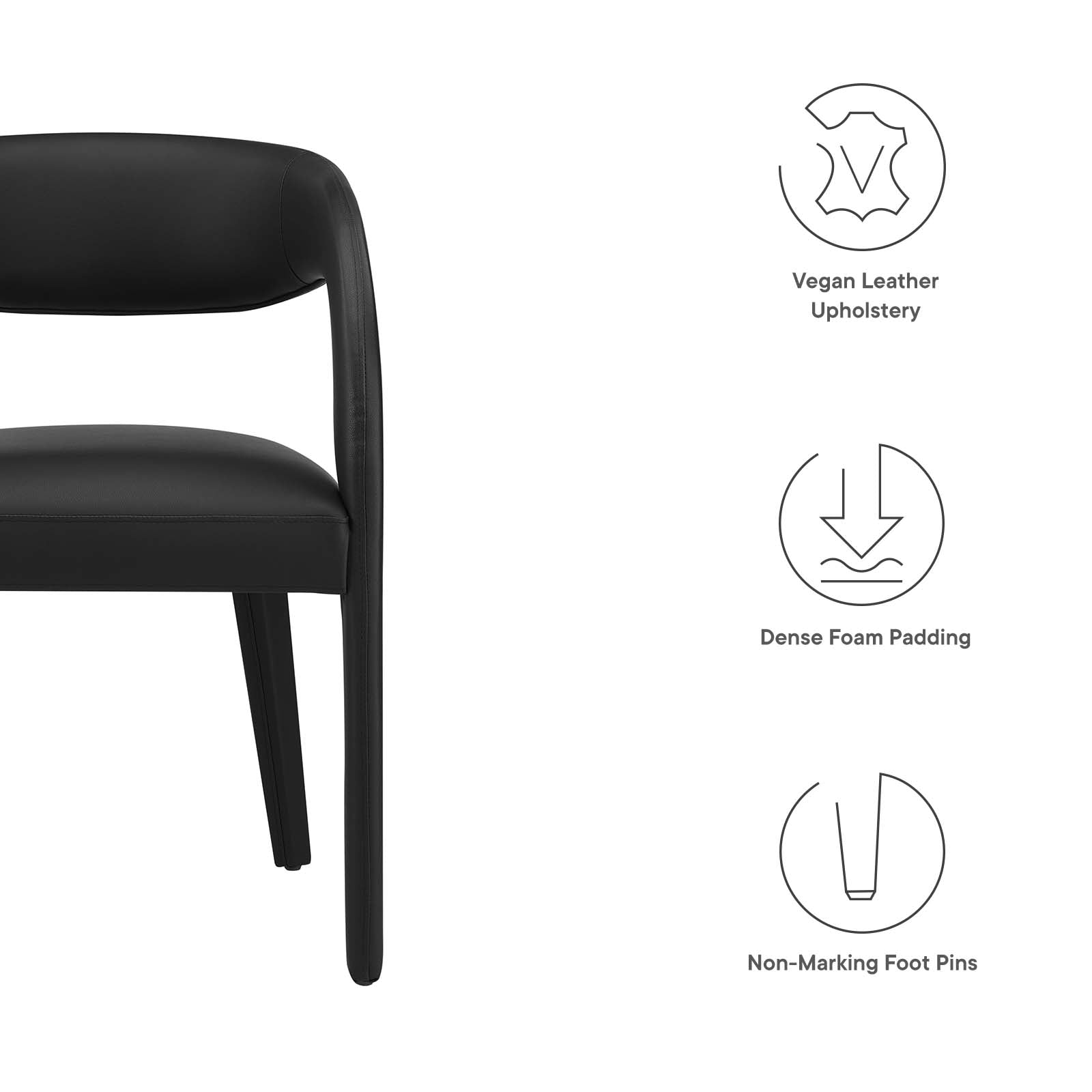 Pinnacle Vegan Leather Dining Chair Set of Two By Modway - EEI-6561 | Dining Chairs | Modway - 8