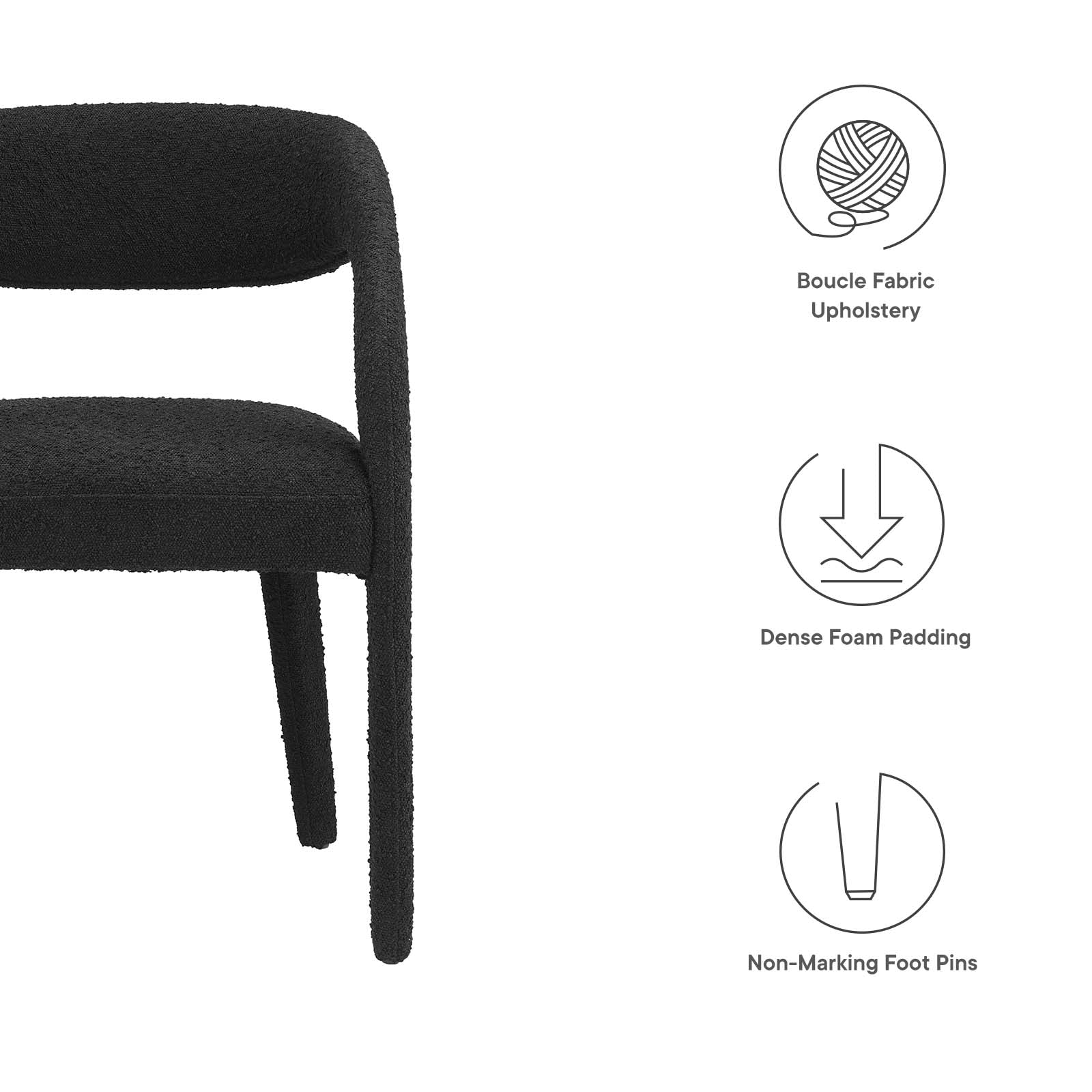 Pinnacle Boucle Upholstered Dining Chair Set of Two By Modway - EEI-6562 | Dining Chairs | Modway - 8