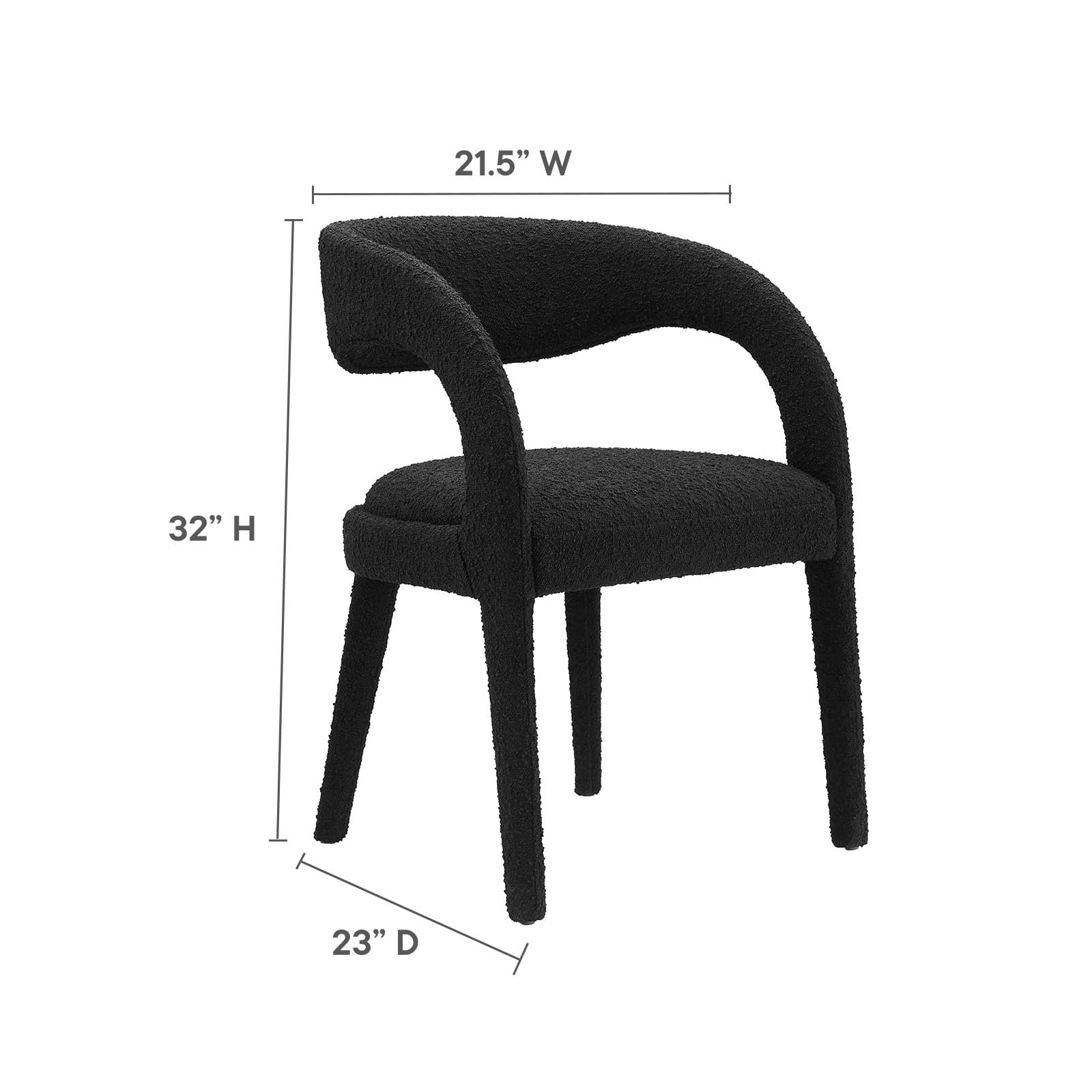 Pinnacle Boucle Upholstered Dining Chair Set of Two By Modway - EEI-6562 | Dining Chairs | Modway - 9