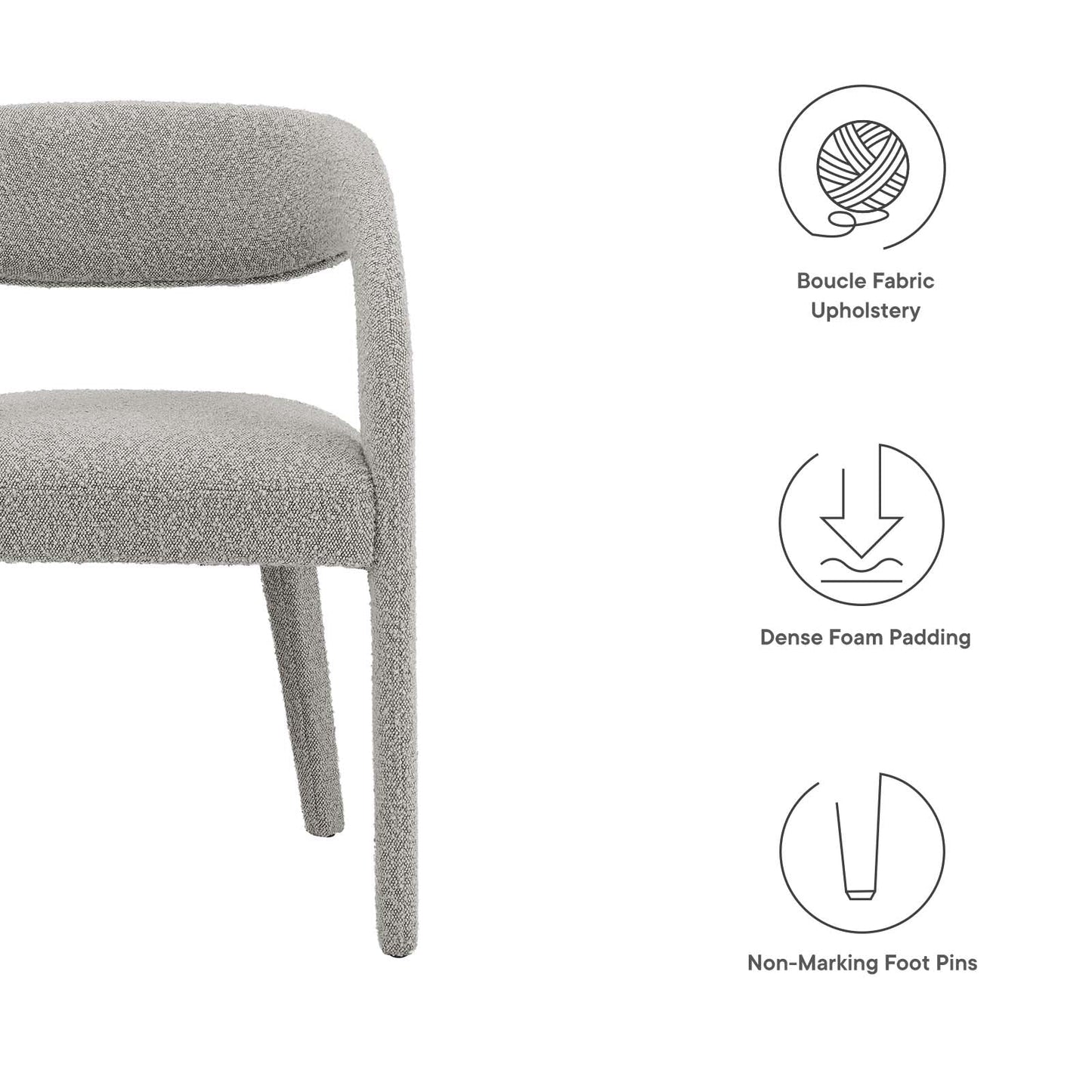 Pinnacle Boucle Upholstered Dining Chair Set of Two By Modway - EEI-6562 | Dining Chairs | Modway - 26