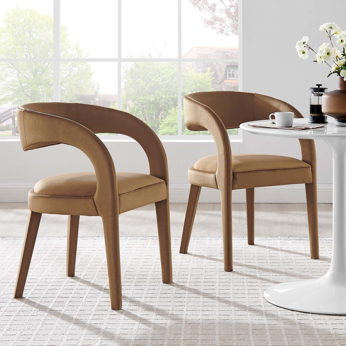 Pinnacle Performance Velvet Dining Chair Set of Two By Modway - EEI-6563 | Dining Chairs | Modway