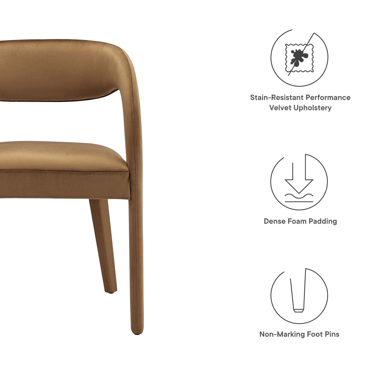 Pinnacle Performance Velvet Dining Chair Set of Two By Modway - EEI-6563 | Dining Chairs | Modway - 8