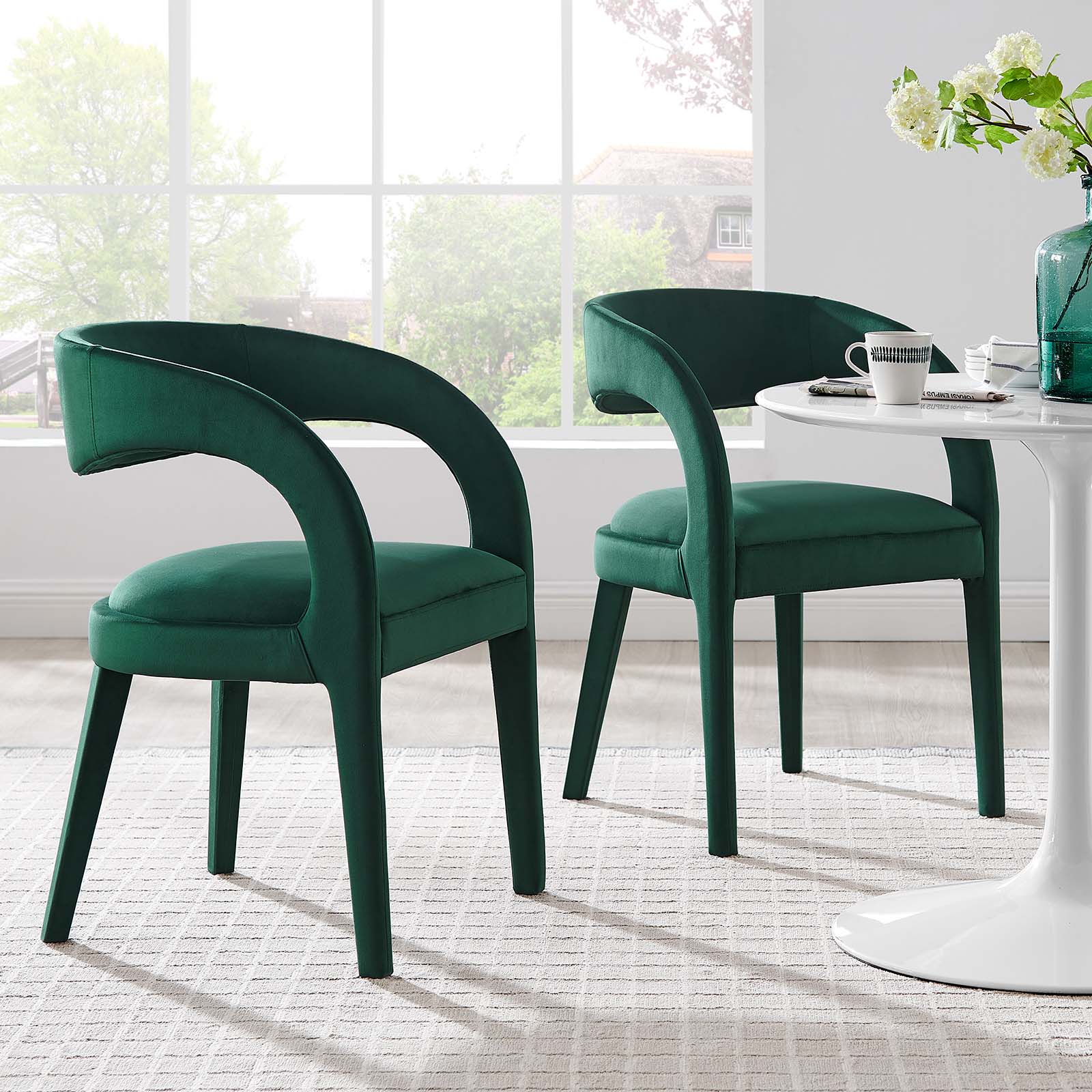 Pinnacle Performance Velvet Dining Chair Set of Two By Modway - EEI-6563 | Dining Chairs | Modway - 11