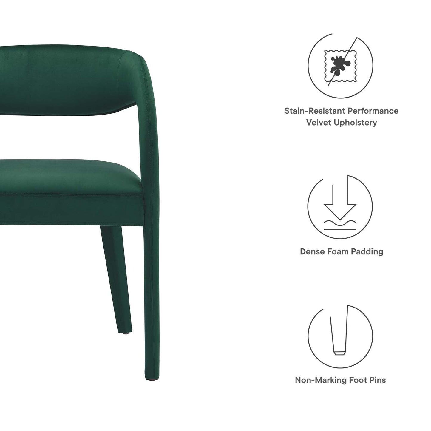 Pinnacle Performance Velvet Dining Chair Set of Two By Modway - EEI-6563 | Dining Chairs | Modway - 17