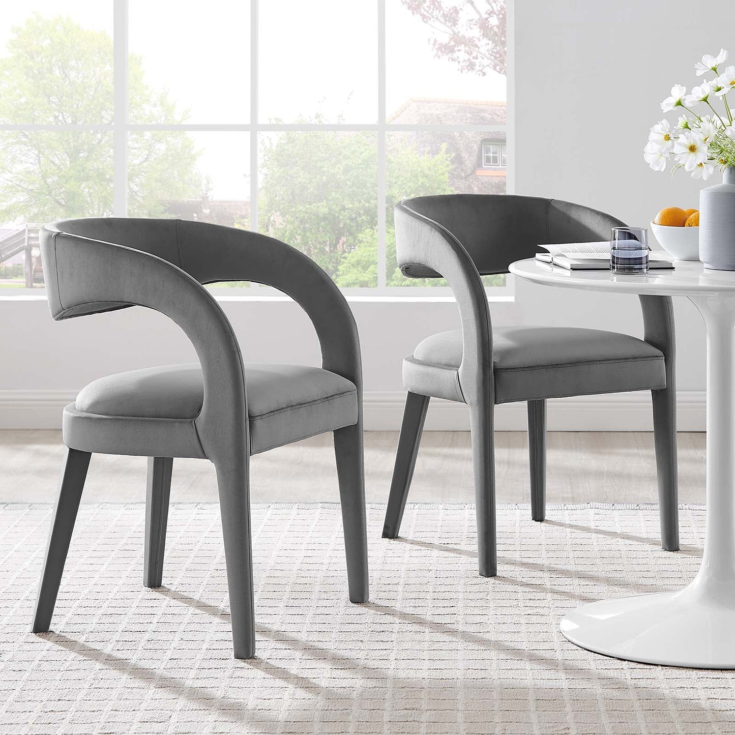 Pinnacle Performance Velvet Dining Chair Set of Two By Modway - EEI-6563 | Dining Chairs | Modway - 20