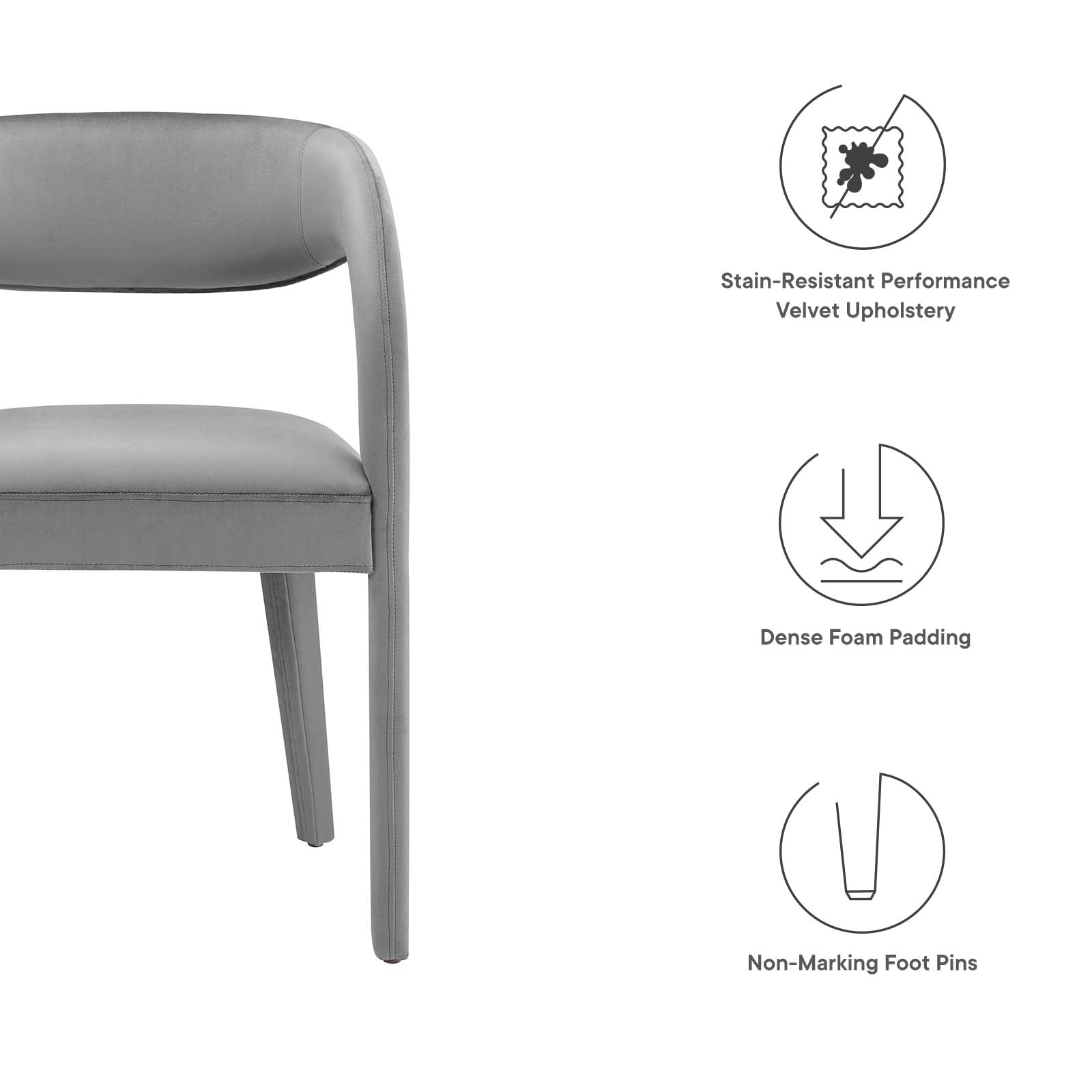 Pinnacle Performance Velvet Dining Chair Set of Two By Modway - EEI-6563 | Dining Chairs | Modway - 26