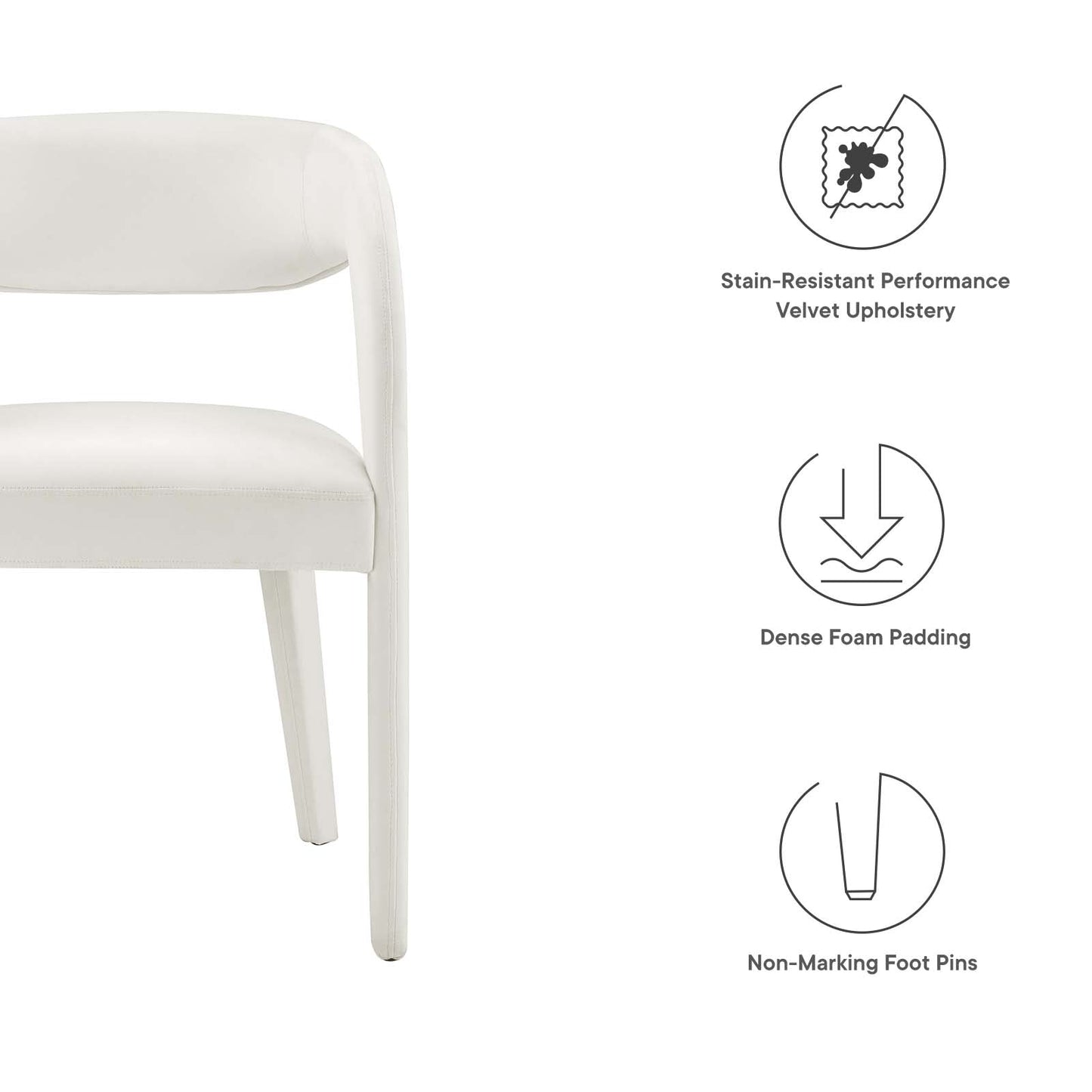 Pinnacle Performance Velvet Dining Chair Set of Two By Modway - EEI-6563 | Dining Chairs | Modway - 35