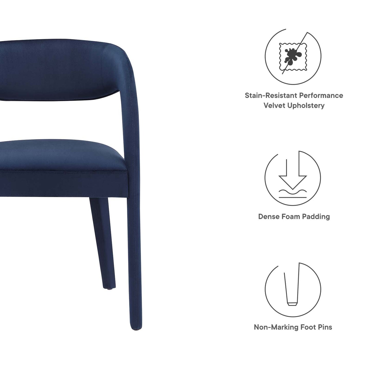 Pinnacle Performance Velvet Dining Chair Set of Two By Modway - EEI-6563 | Dining Chairs | Modway - 44