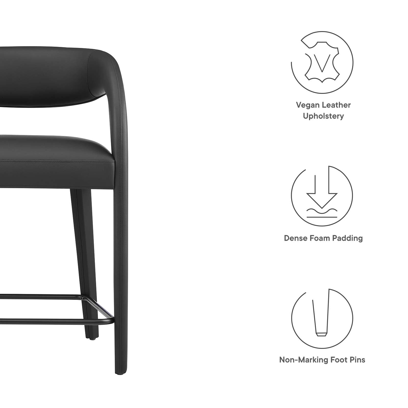 Pinnacle Vegan Leather Counter Stool Set of Two By Modway - EEI-6564 | Counter Stools | Modway - 8