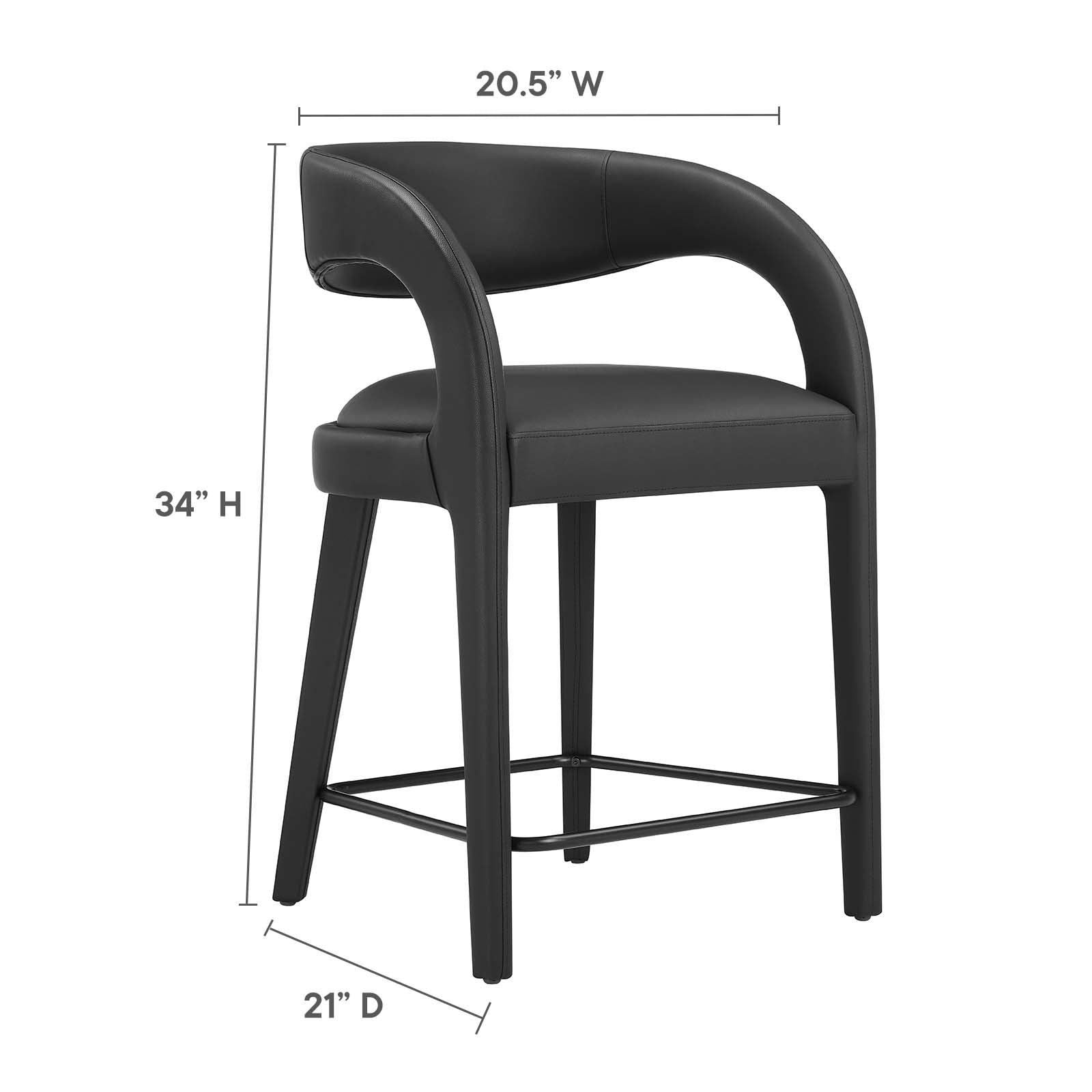 Pinnacle Vegan Leather Counter Stool Set of Two By Modway - EEI-6564 | Counter Stools | Modway - 9
