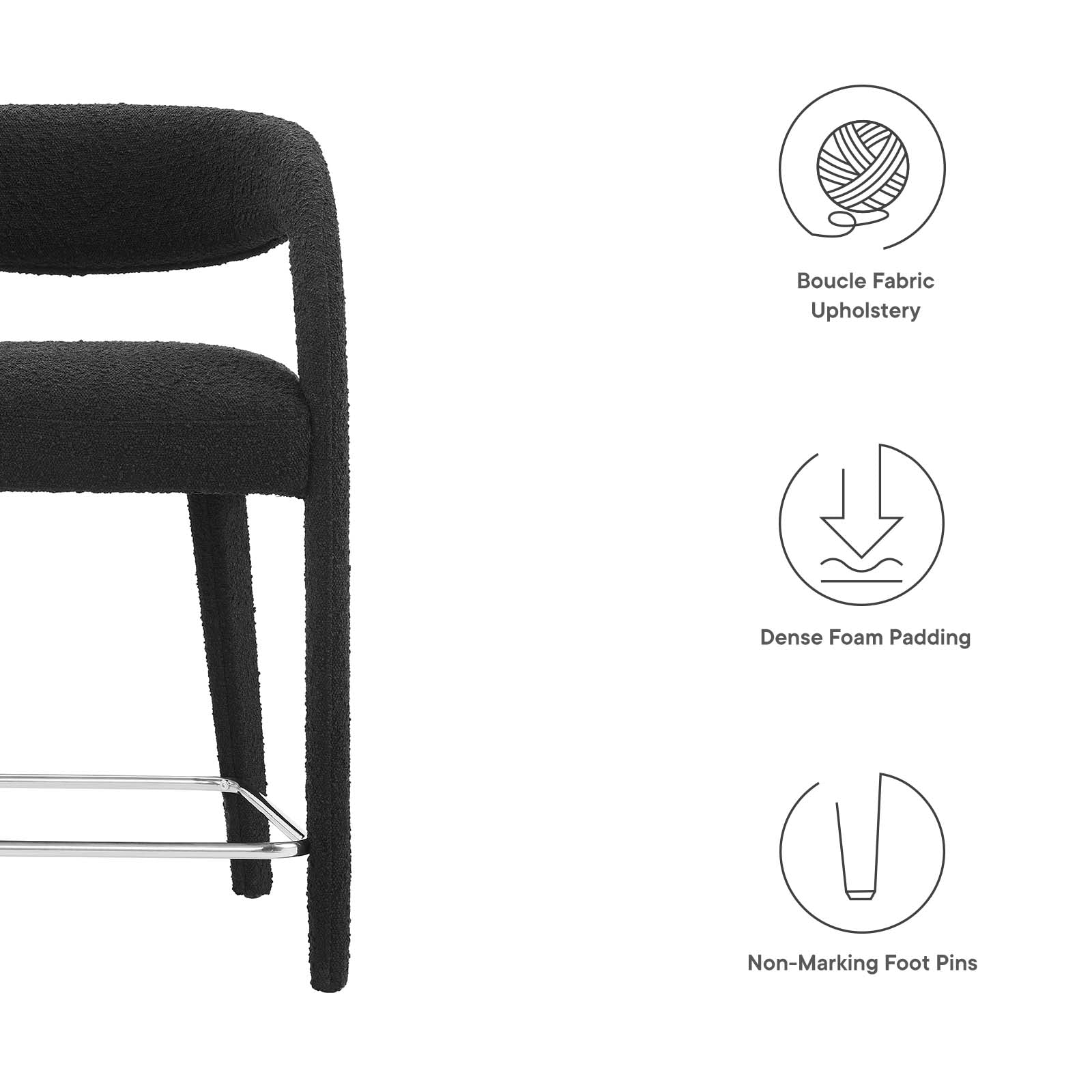 Pinnacle Boucle Upholstered Counter Stool Set of Two By Modway - EEI-6565 | Counter Stools | Modway - 8
