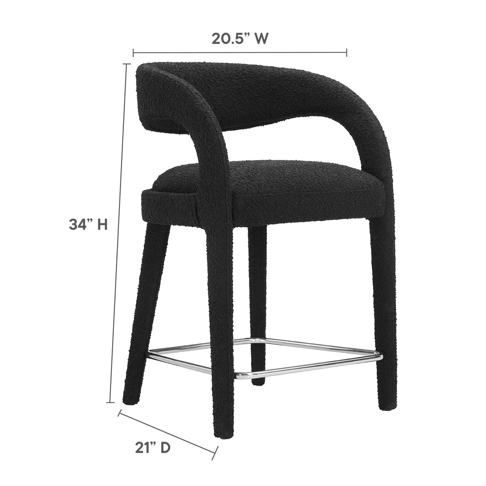 Pinnacle Boucle Upholstered Counter Stool Set of Two By Modway - EEI-6565 | Counter Stools | Modway - 9