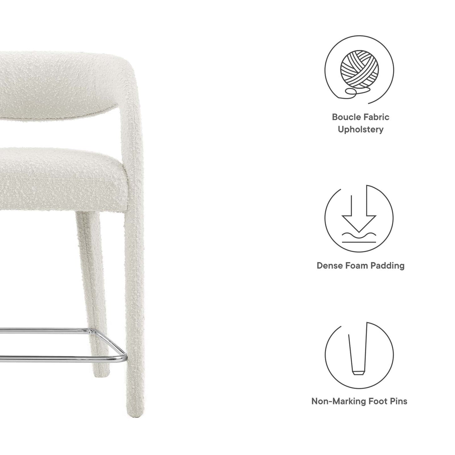 Pinnacle Boucle Upholstered Counter Stool Set of Two By Modway - EEI-6565 | Counter Stools | Modway - 17
