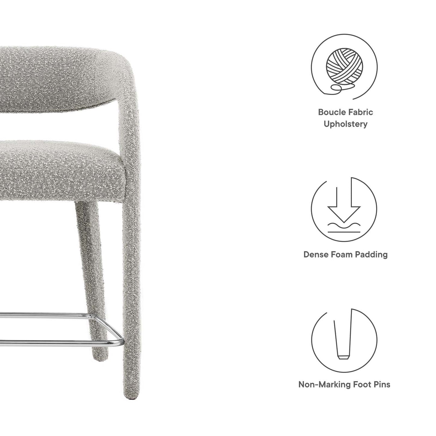 Pinnacle Boucle Upholstered Counter Stool Set of Two By Modway - EEI-6565 | Counter Stools | Modway - 26