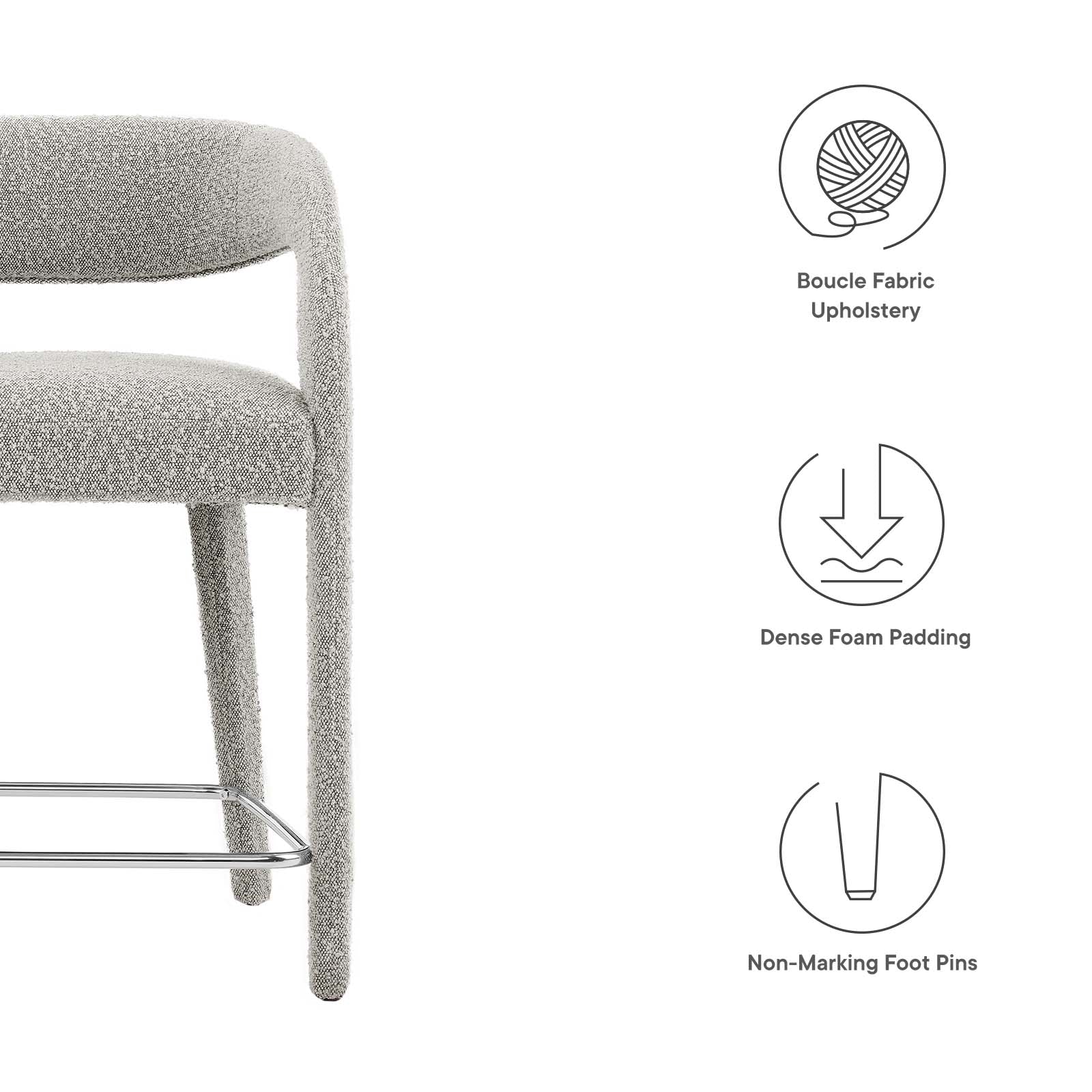 Pinnacle Boucle Upholstered Counter Stool Set of Two By Modway - EEI-6565 | Counter Stools | Modway - 26