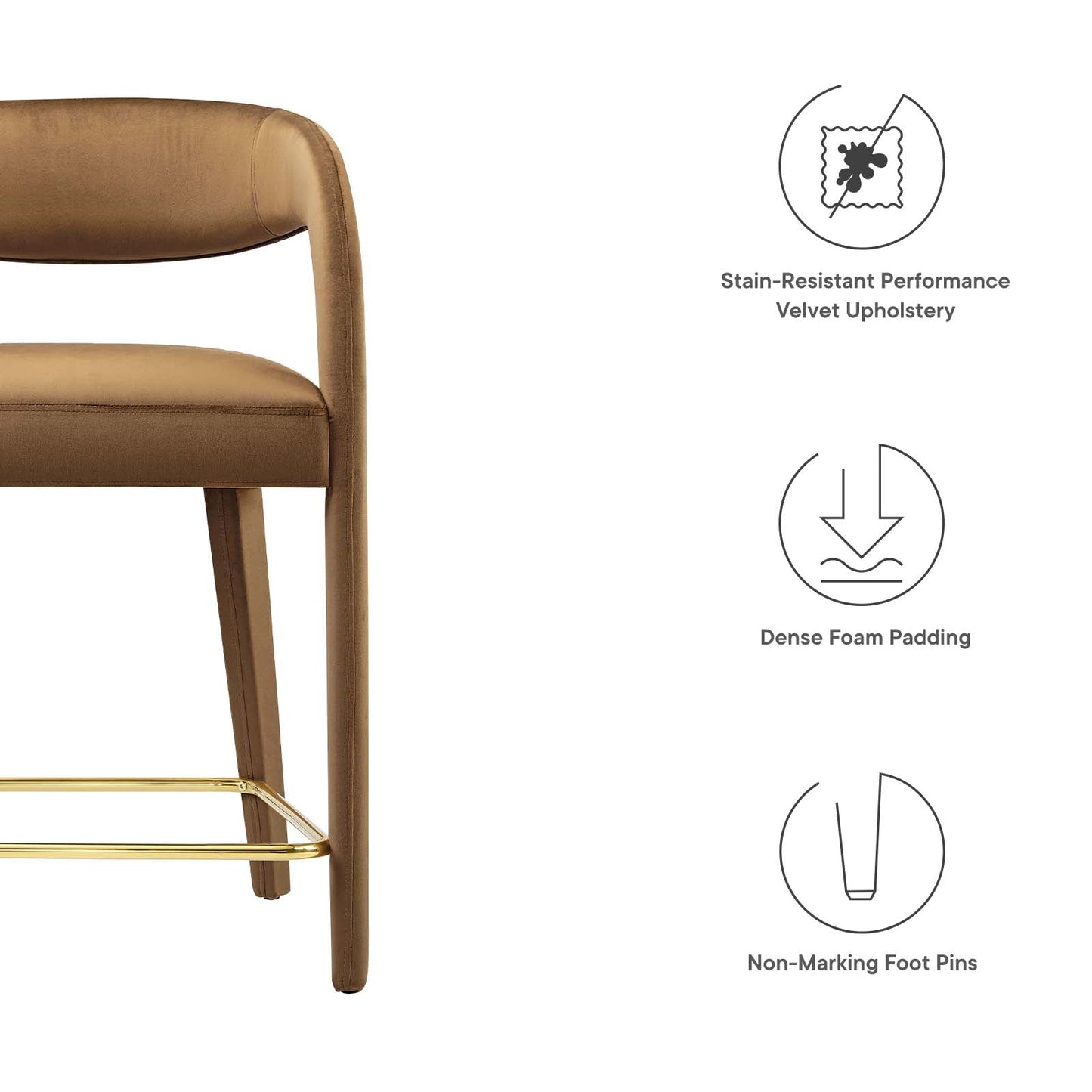 Pinnacle Performance Velvet Counter Stool Set of Two By Modway - EEI-6566 | Counter Stools | Modway - 8